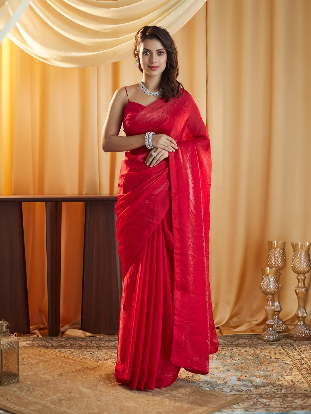 Dhiyona KS Women's women rani solid silk saree