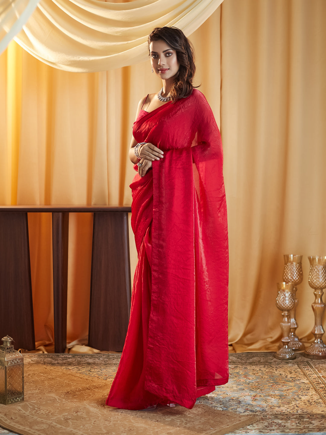 Dhiyona KS Women's women rani solid silk saree
