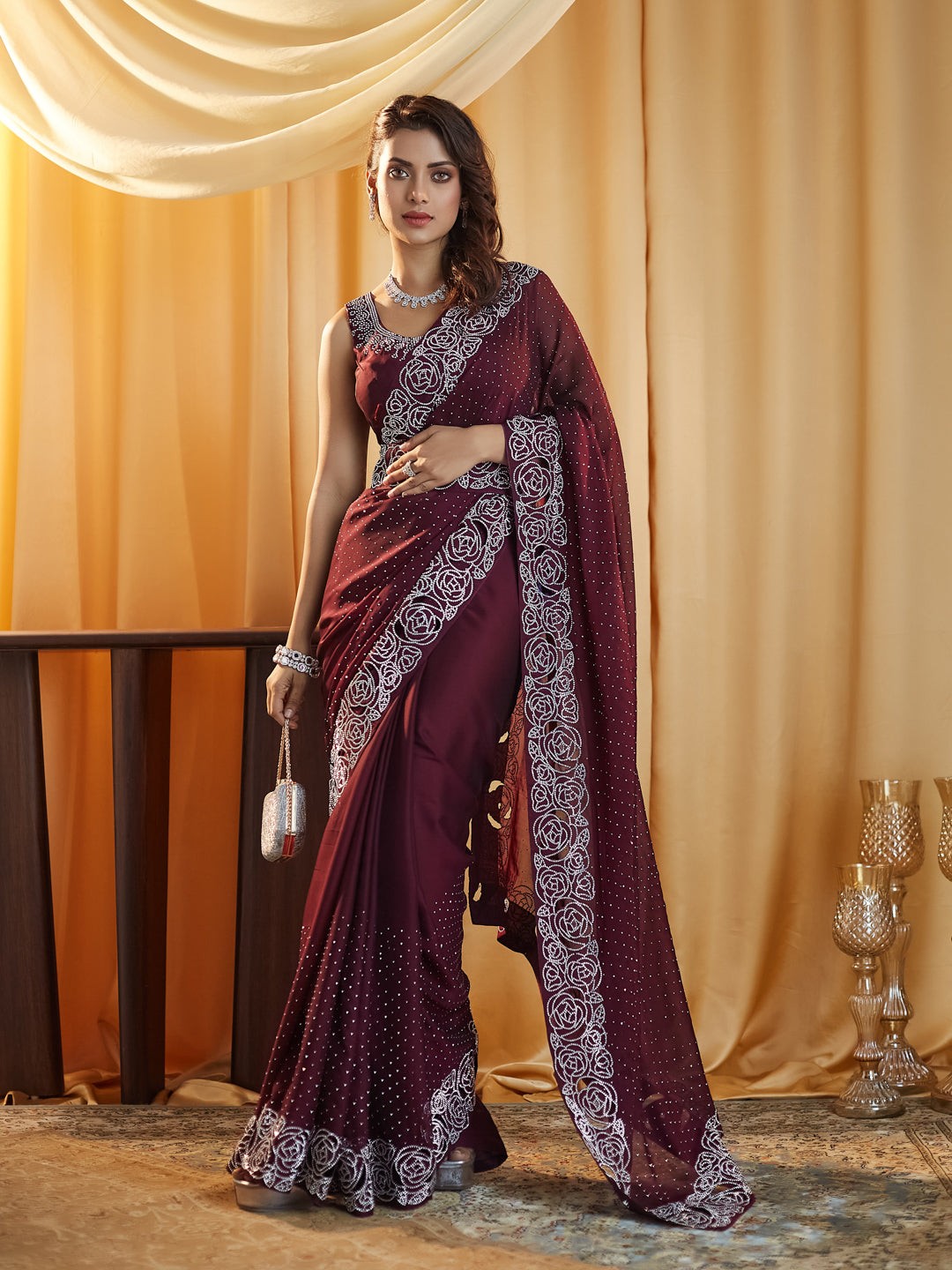 Dhiyona KS Women's Embellished Beads and Stones Saree