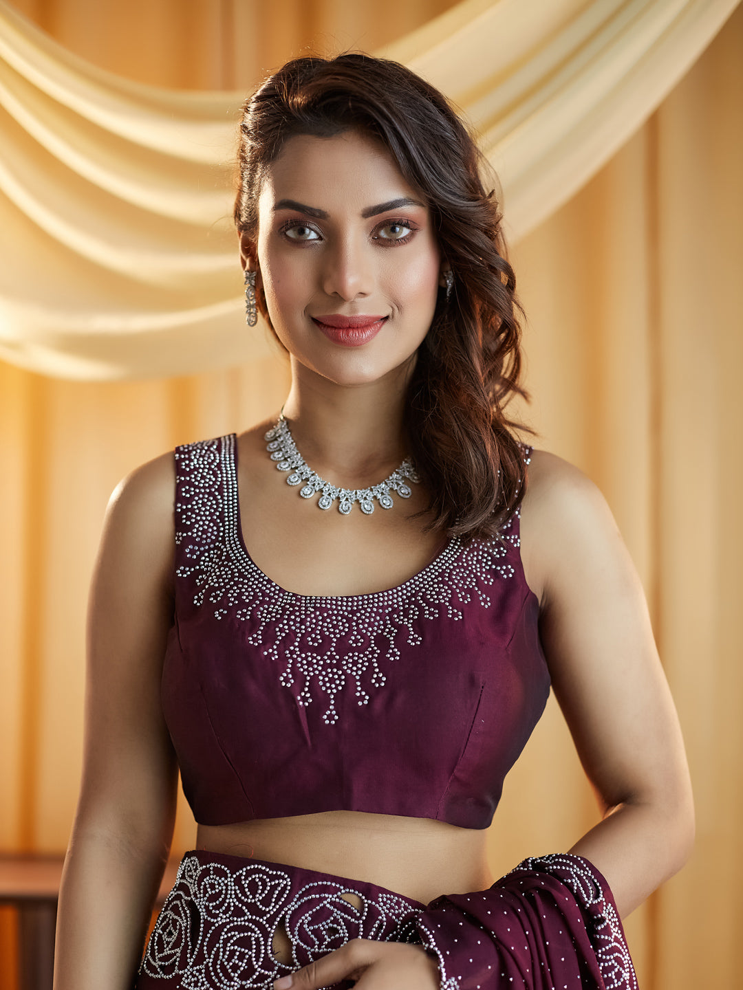 Dhiyona KS Women's Embellished Beads and Stones Saree