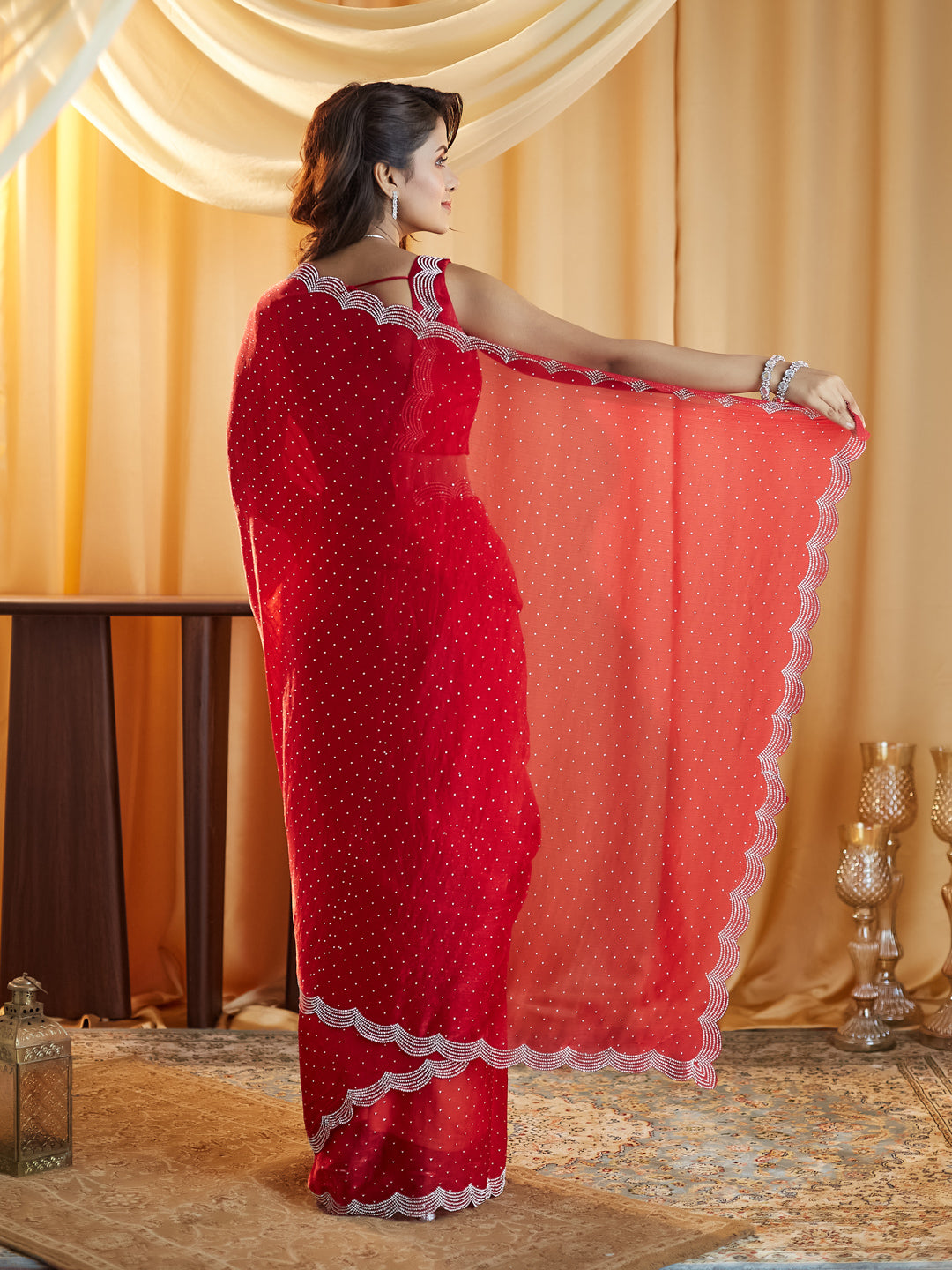 Dhiyona KS Women's Embellished Beads and Stones Pure Silk Saree