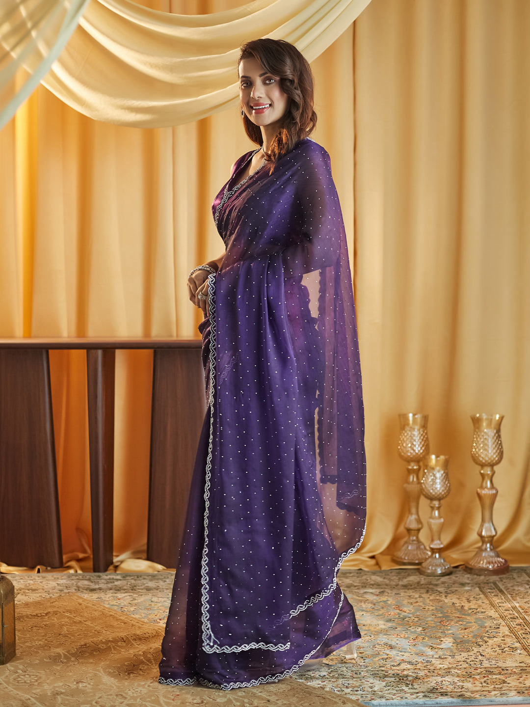 Dhiyona KS Women's Embellished Beads and Stones Saree