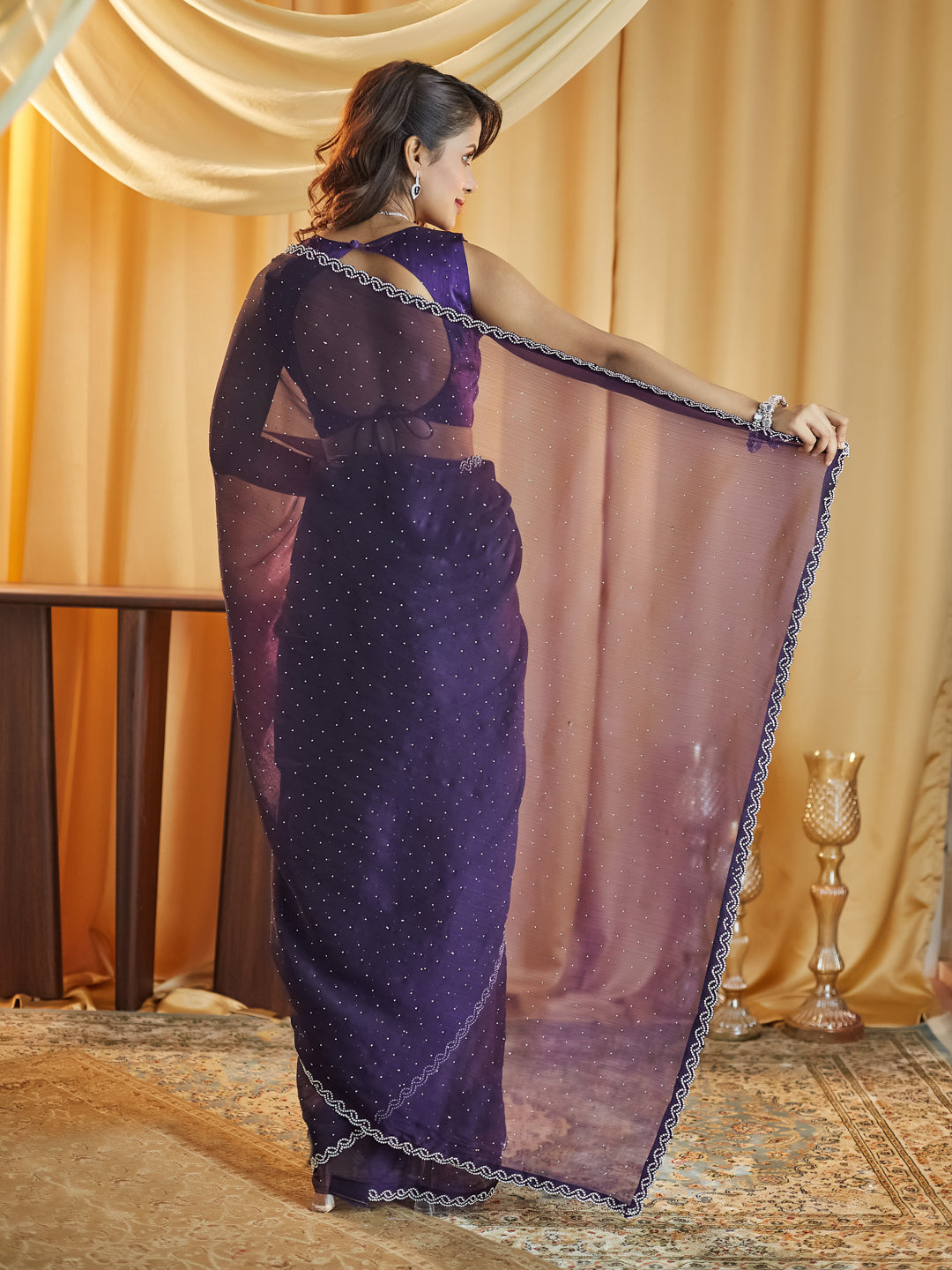 Dhiyona KS Women's Embellished Beads and Stones Saree