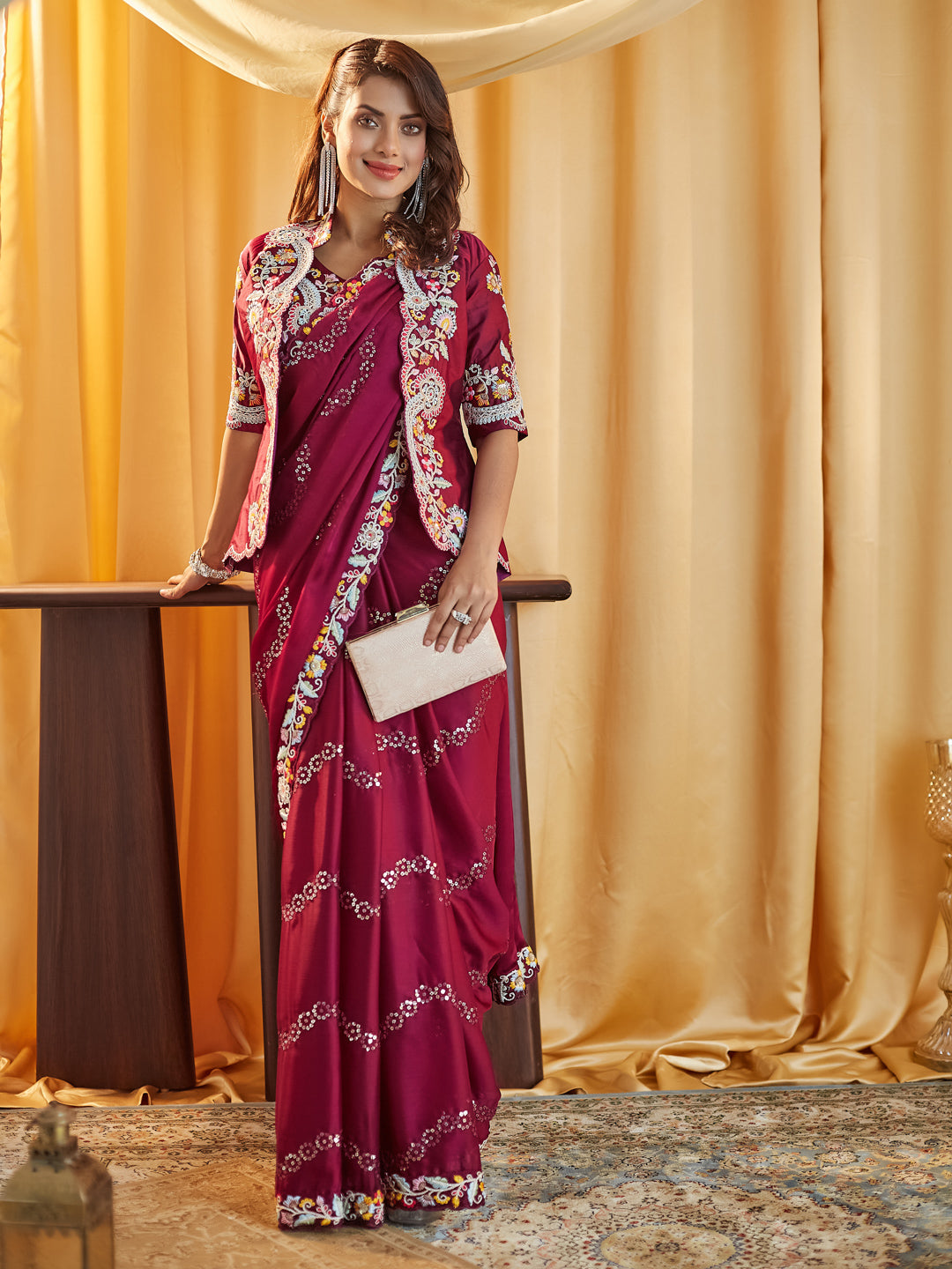 Dhiyona KS Women's Embellished Sequinned Pure Silk Saree