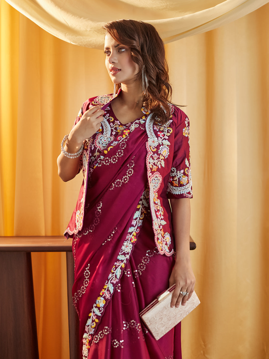 Dhiyona KS Women's Embellished Sequinned Pure Silk Saree