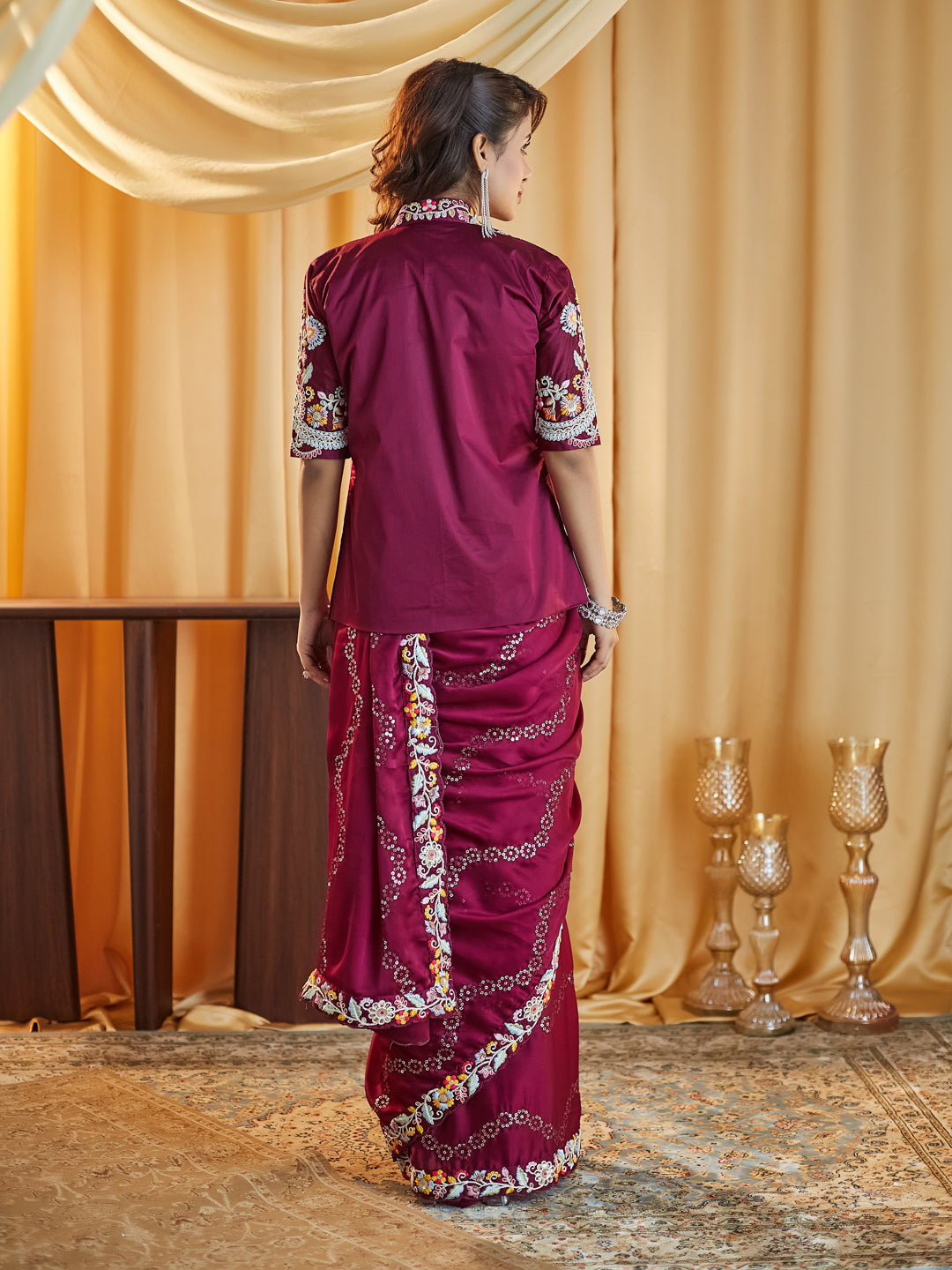 Dhiyona KS Women's Embellished Sequinned Pure Silk Saree
