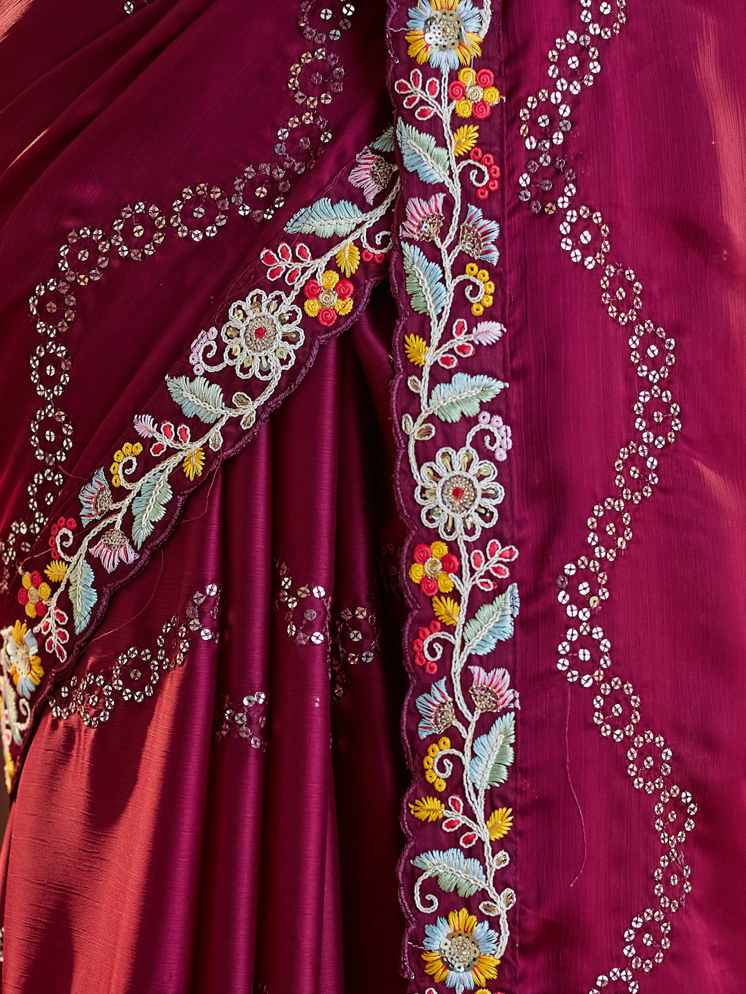 Dhiyona KS Women's Embellished Sequinned Pure Silk Saree