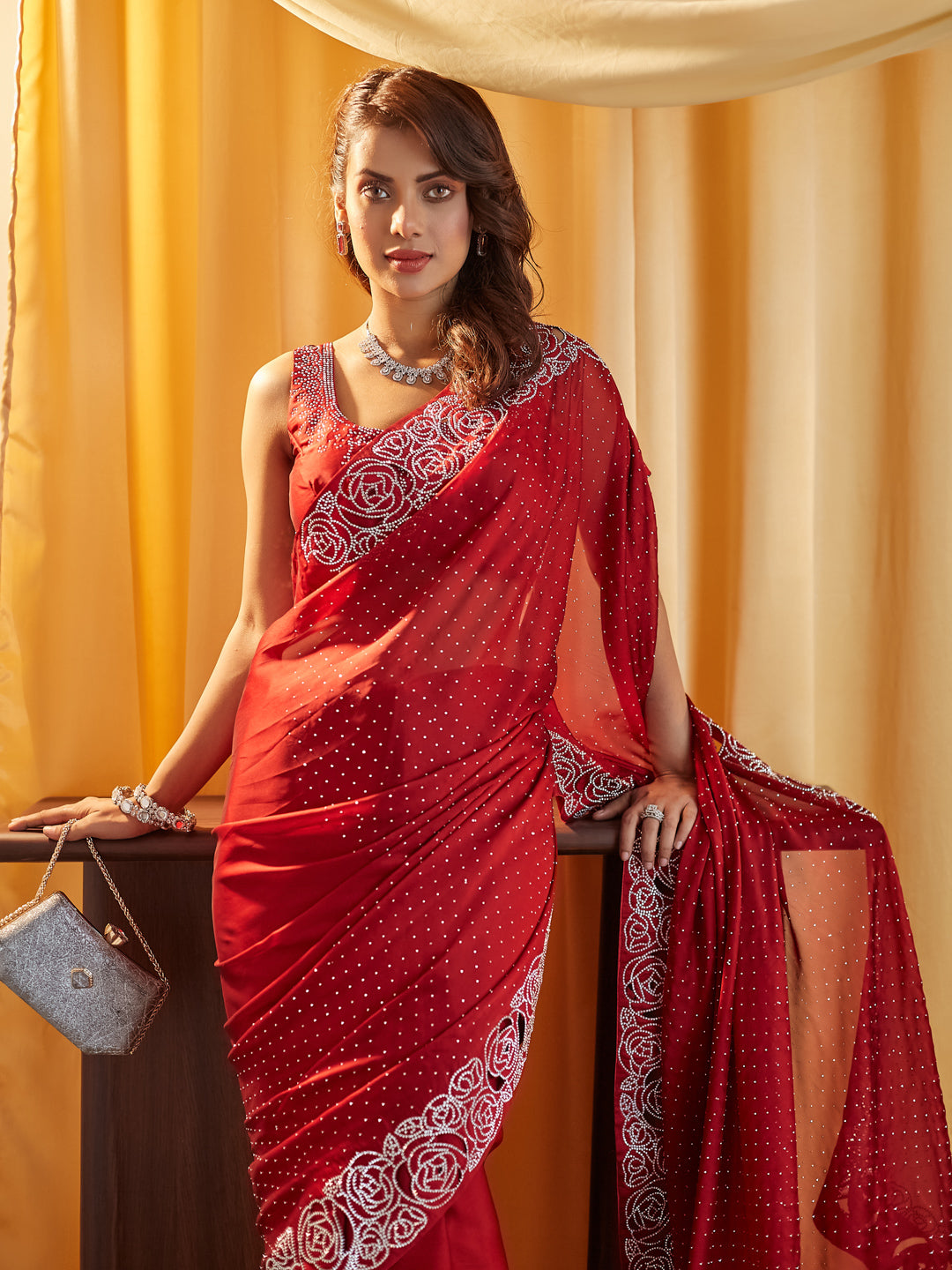 Dhiyona KS Women's Embellished Beads and Stones Saree