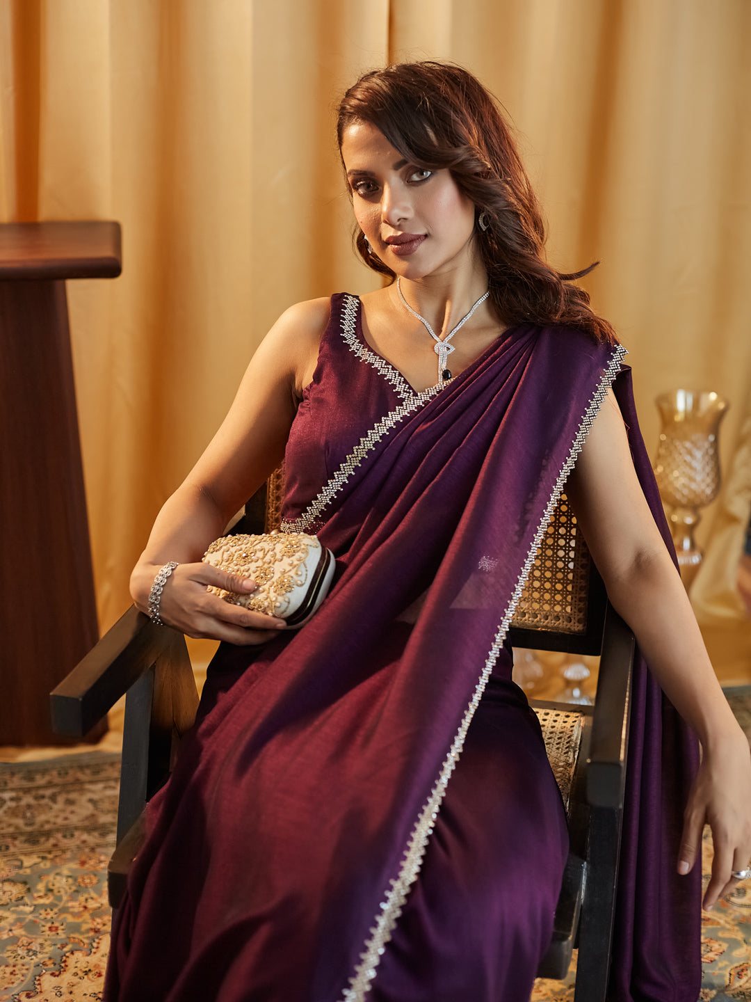 Dhiyona KS Women's Beads and Stones Silk Blend Saree