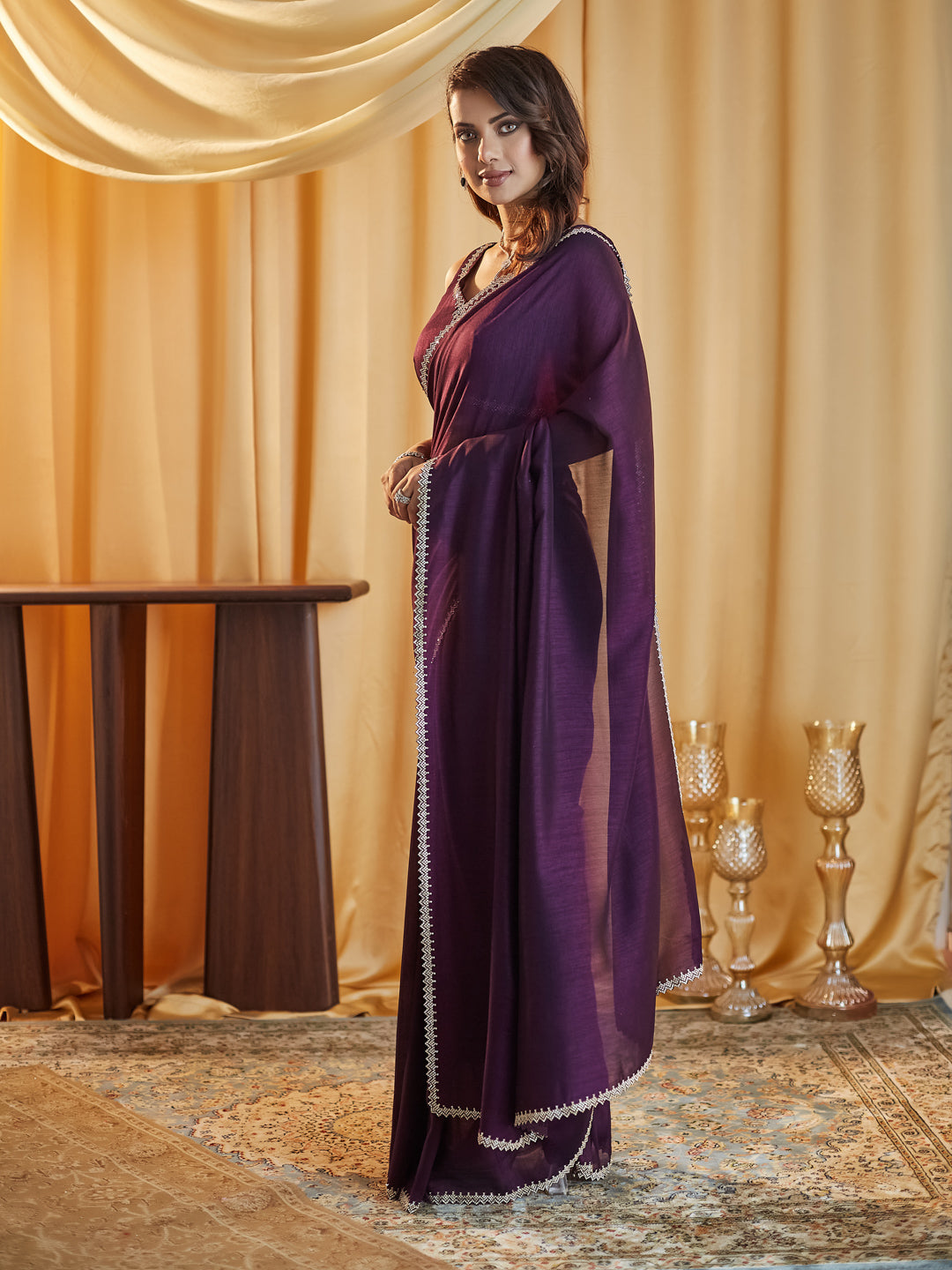 Dhiyona KS Women's Beads and Stones Silk Blend Saree