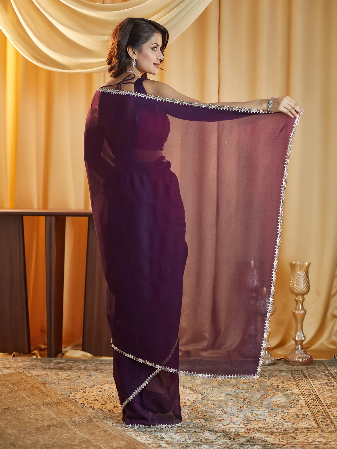 Dhiyona KS Women's Beads and Stones Silk Blend Saree