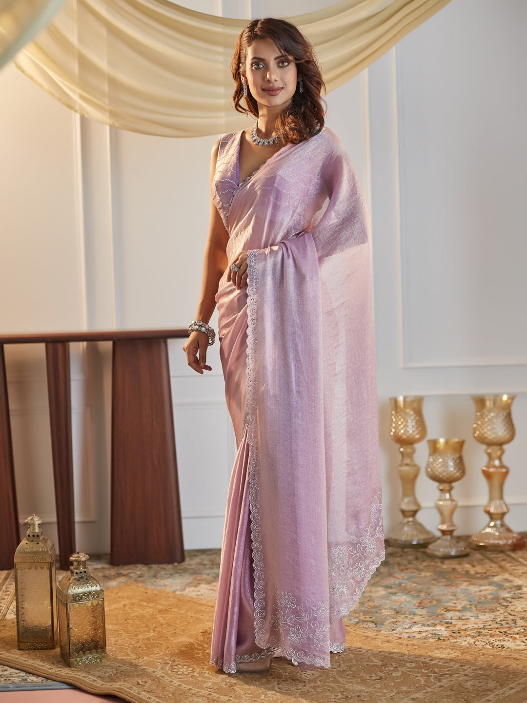 Dhiyona KS Women's Beads and Stones Silk Blend Saree