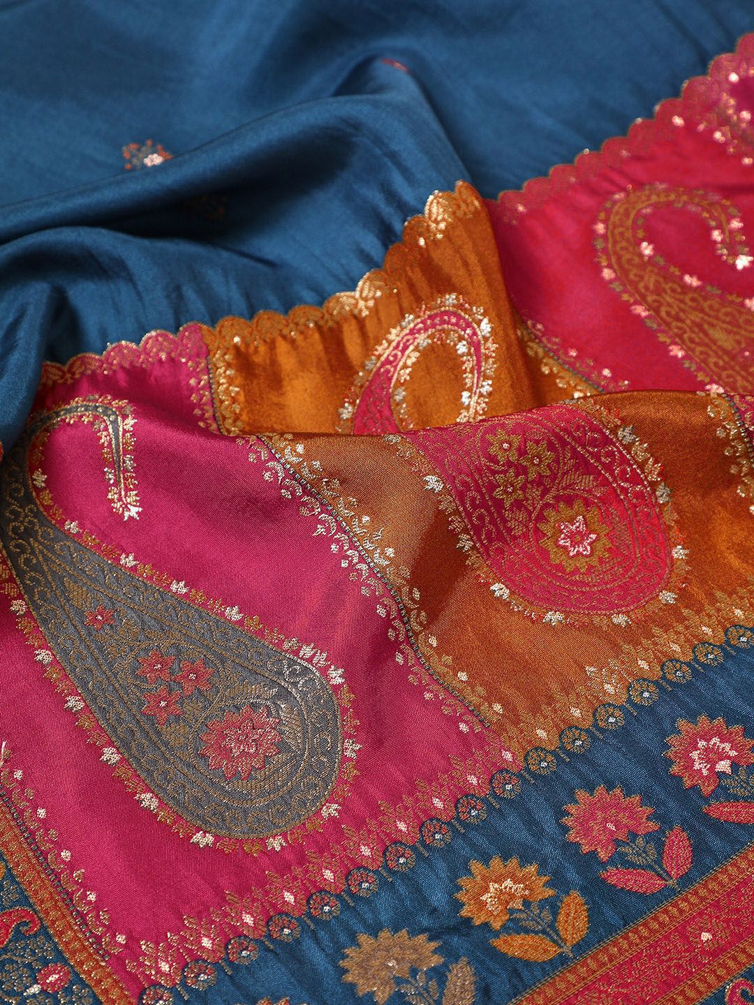 Dhiyona SO Women's Ethnic Motifs Embroidered Zardozi Straight Kurta with Trousers & Dupatta