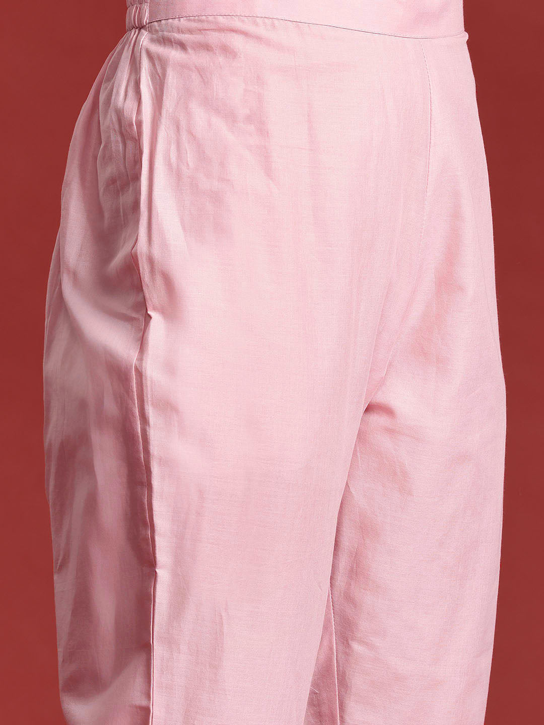 Dhiyona TI Women's Rose Pink Tonal Thread Embroidered Alia Cut Kurta With Pant & Dupatta