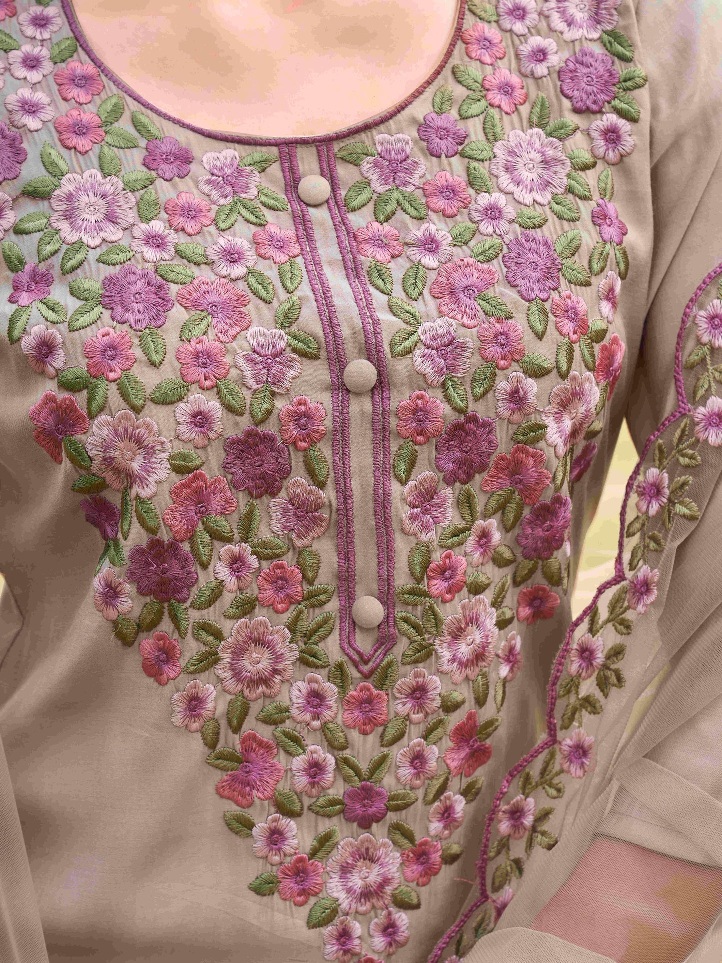 Dhiyona TI Women's Silk Blend Multi Thread Straight Cut Kurta with Pant and Dupatta