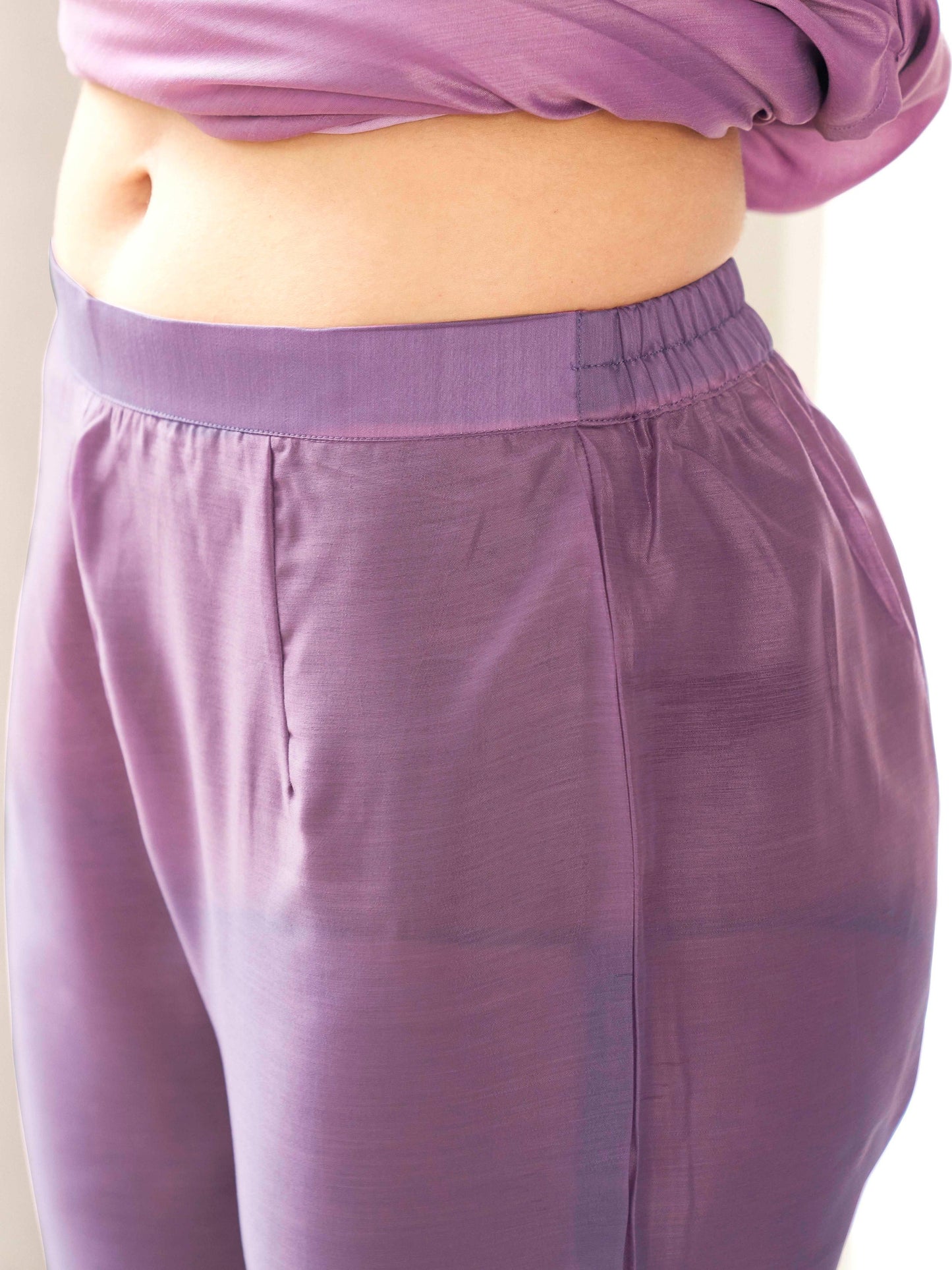 Dhiyona TI Women's Purple Solid Kurta and Pants with Dupatta