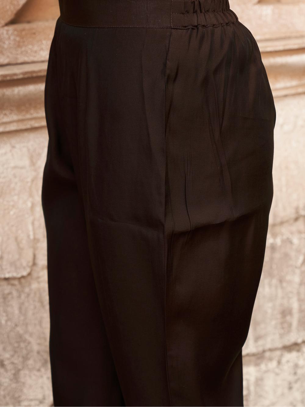 Dhiyona TI Women's Brown Kurta and Pant with Printed Dupatta