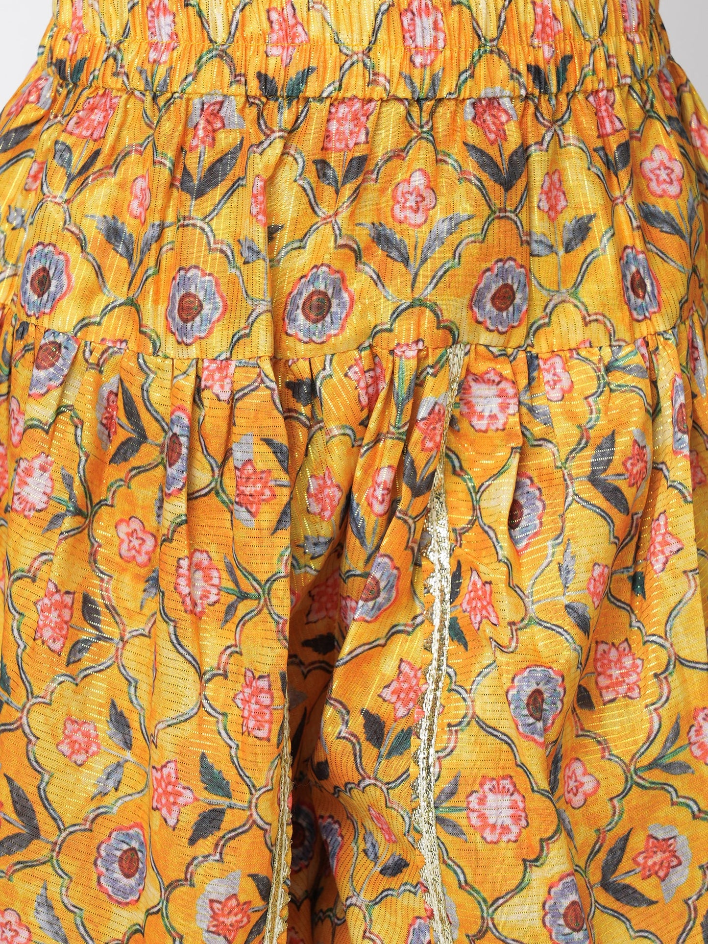 Golden Weaves Yellow Crop Top with Dhoti Girls Co-ordinate set