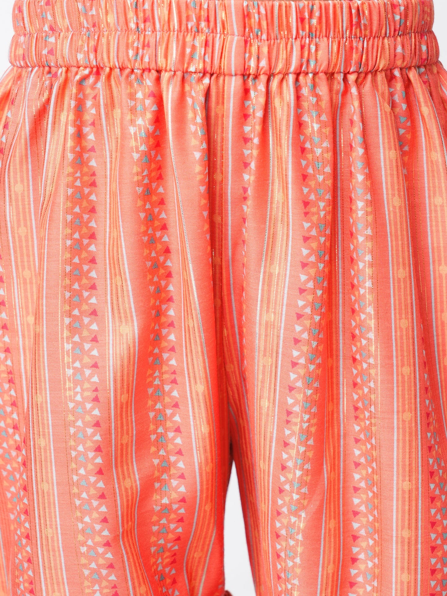 Golden Weaves Orange Crop Top with Palazzo Girls Co-ordinate set