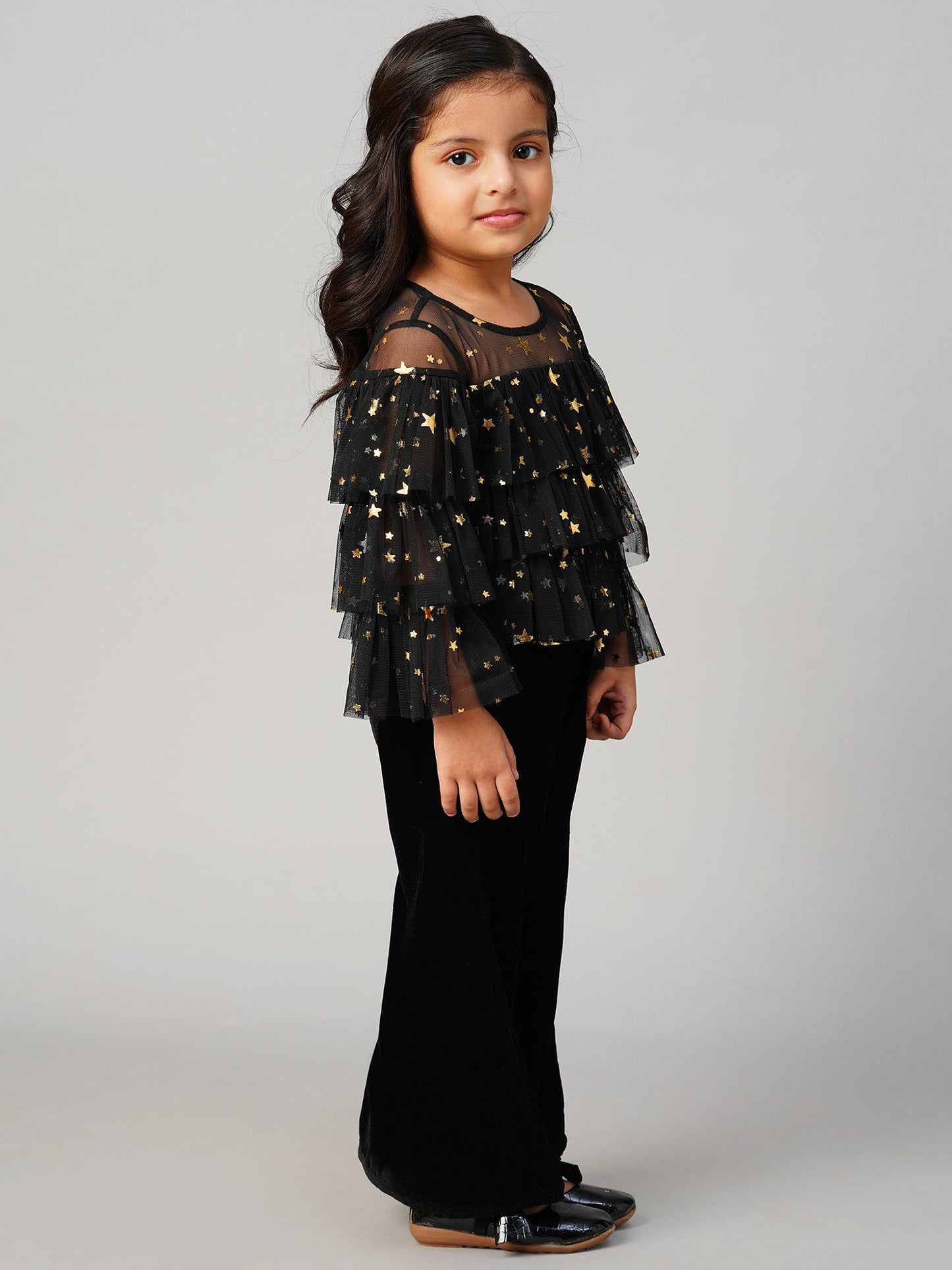 Glam Up Girls Shimmer Black Party Top