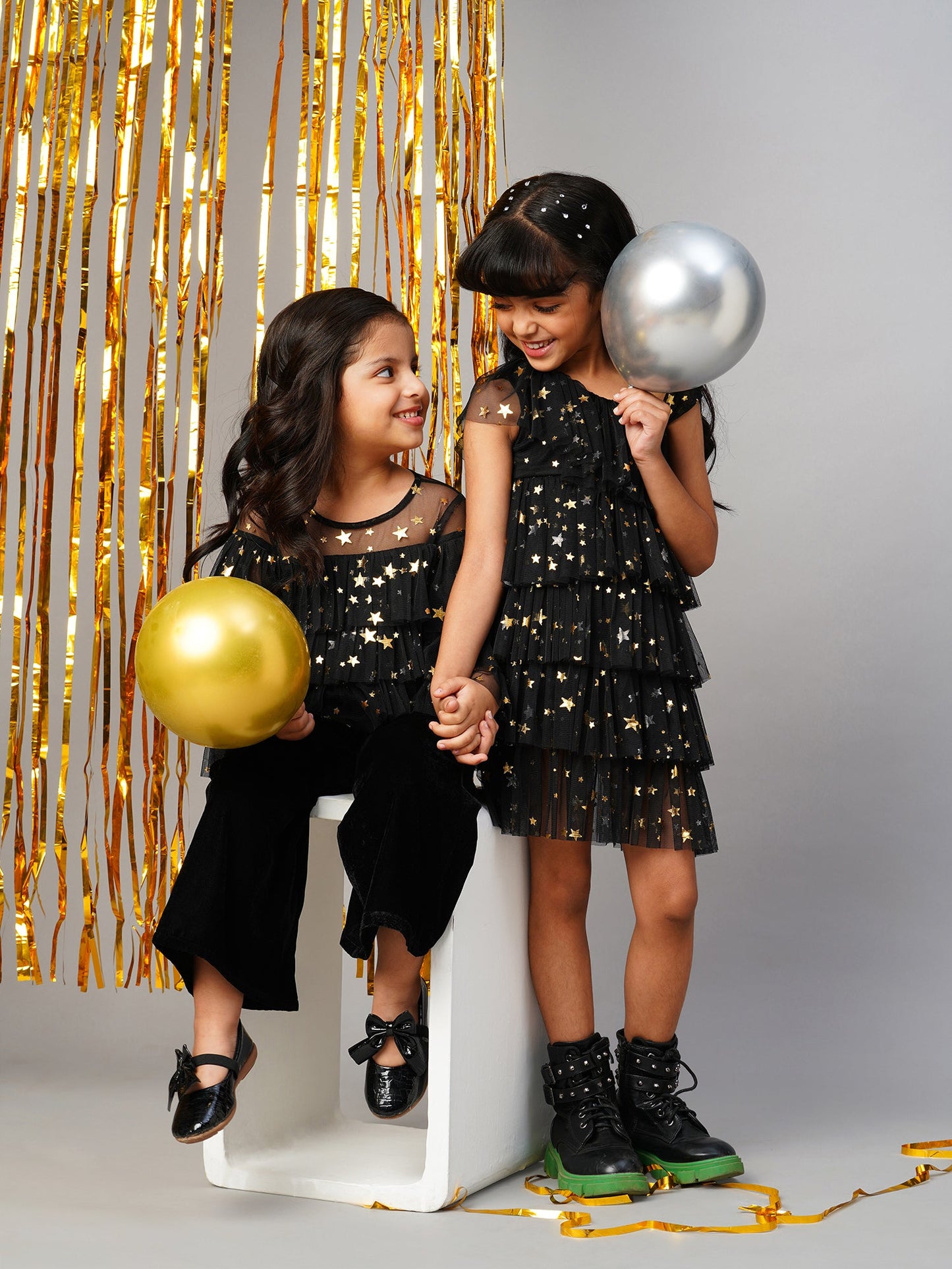 Glam Up Girls Shimmer Black Party Top