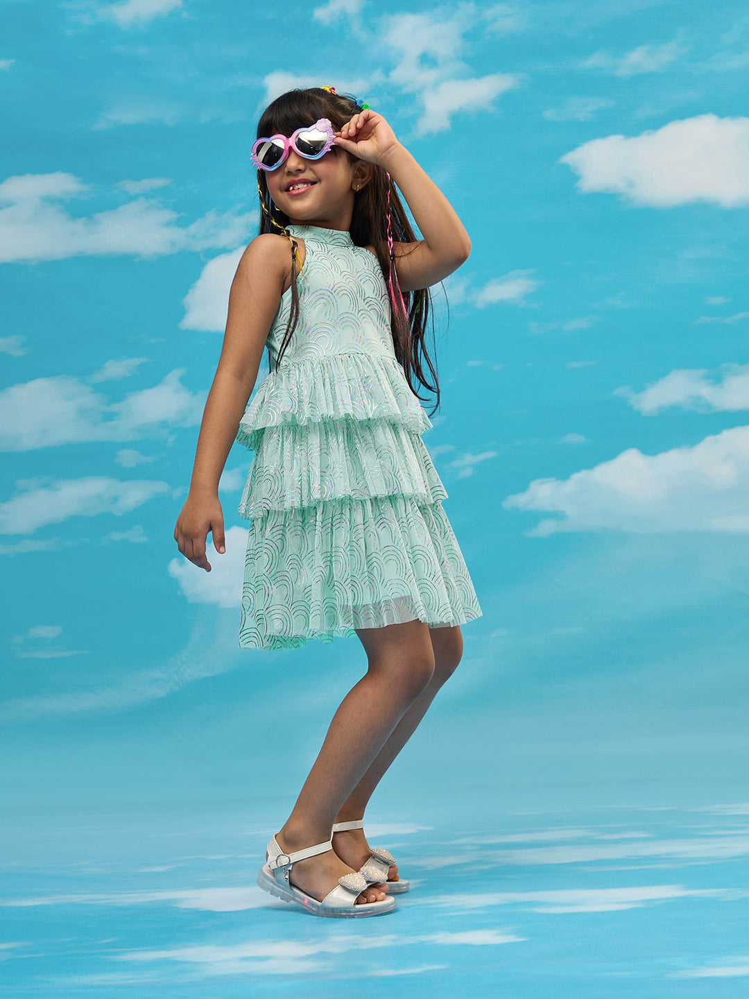 Razzle Dazzle Girls Blue Georgette Party Dress