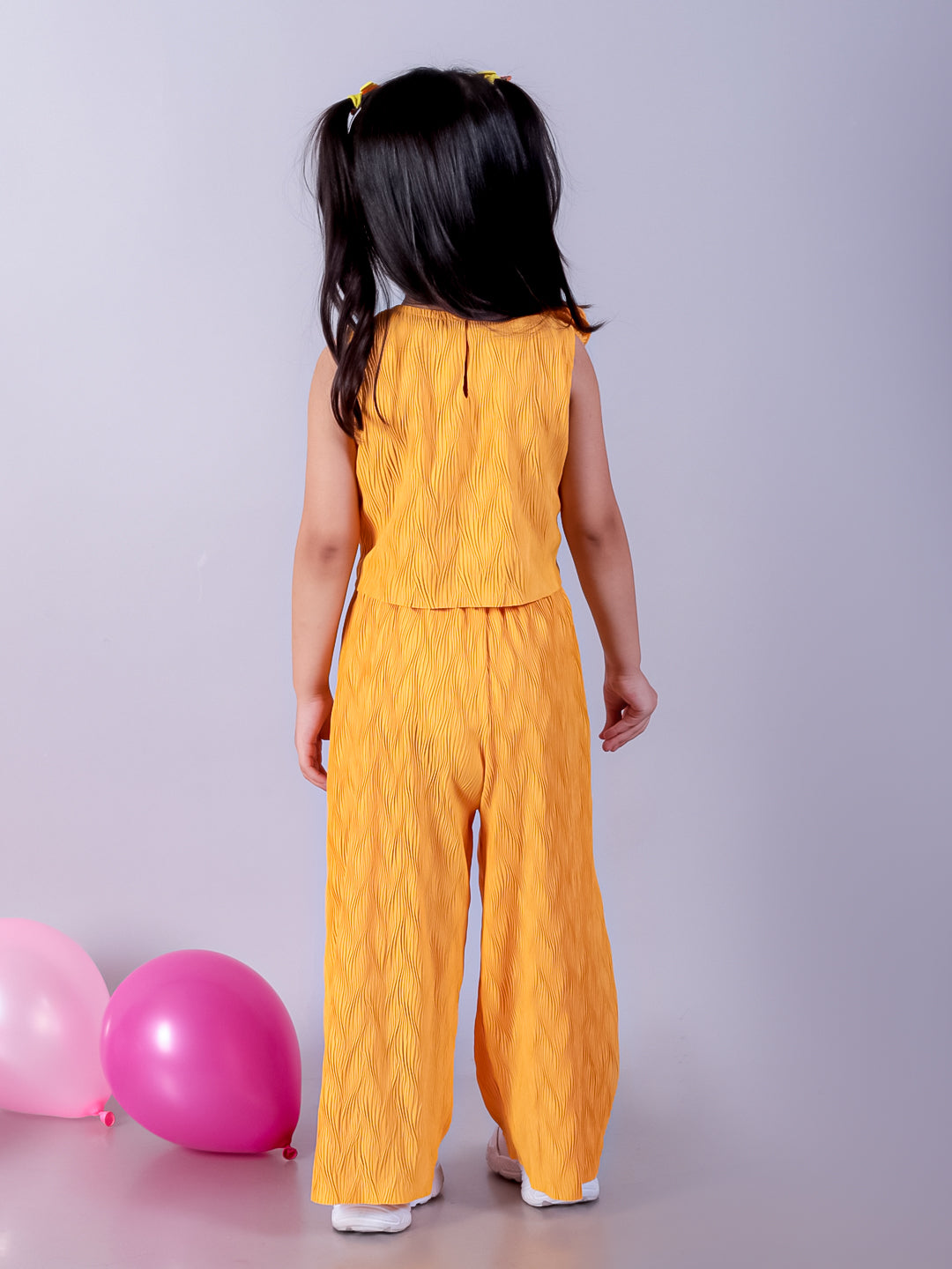 Glam Up Girls Yellow Stylish Top with Pant Party Co-ordinate Set