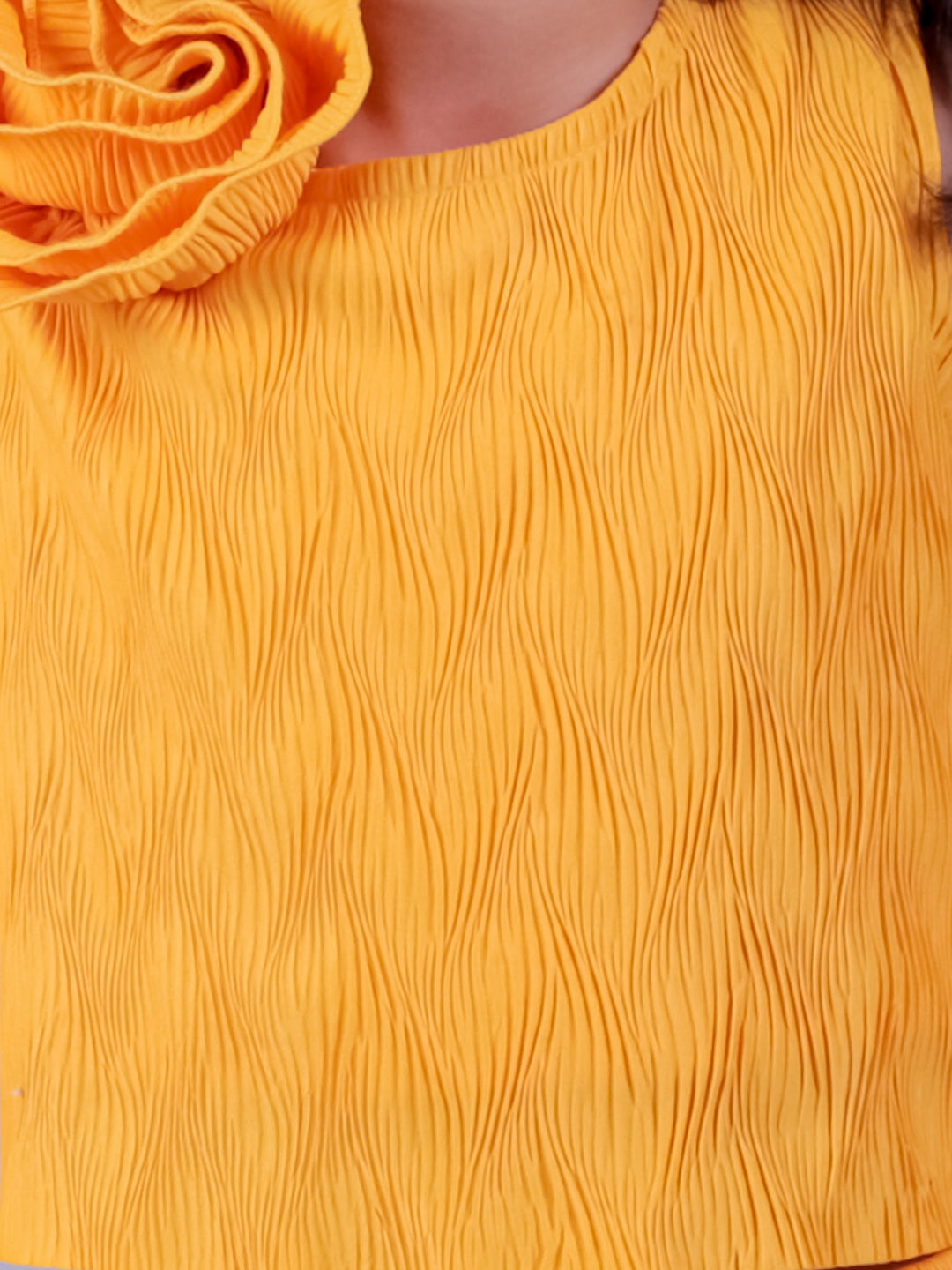 Glam Up Girls Yellow Stylish Top with Pant Party Co-ordinate Set