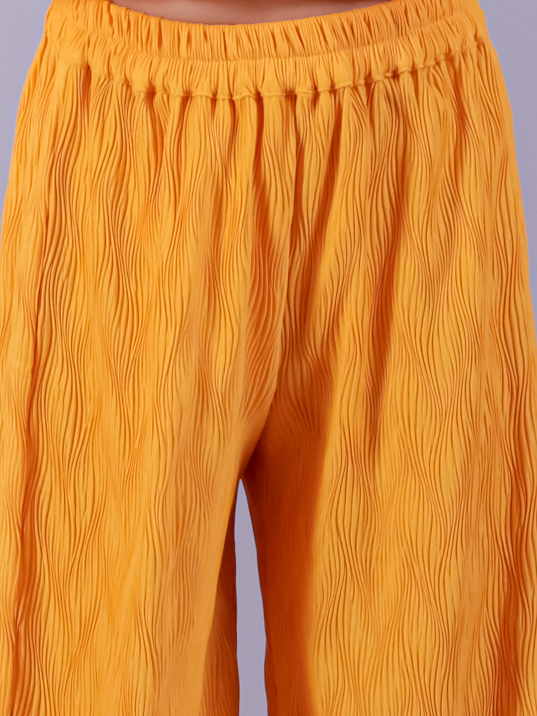 Glam Up Girls Yellow Stylish Top with Pant Party Co-ordinate Set