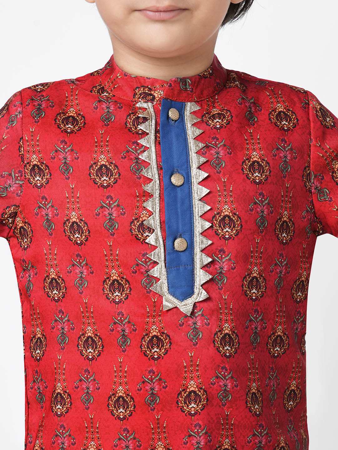 Ethnic Twist Boys Red print Kurta Pant set
