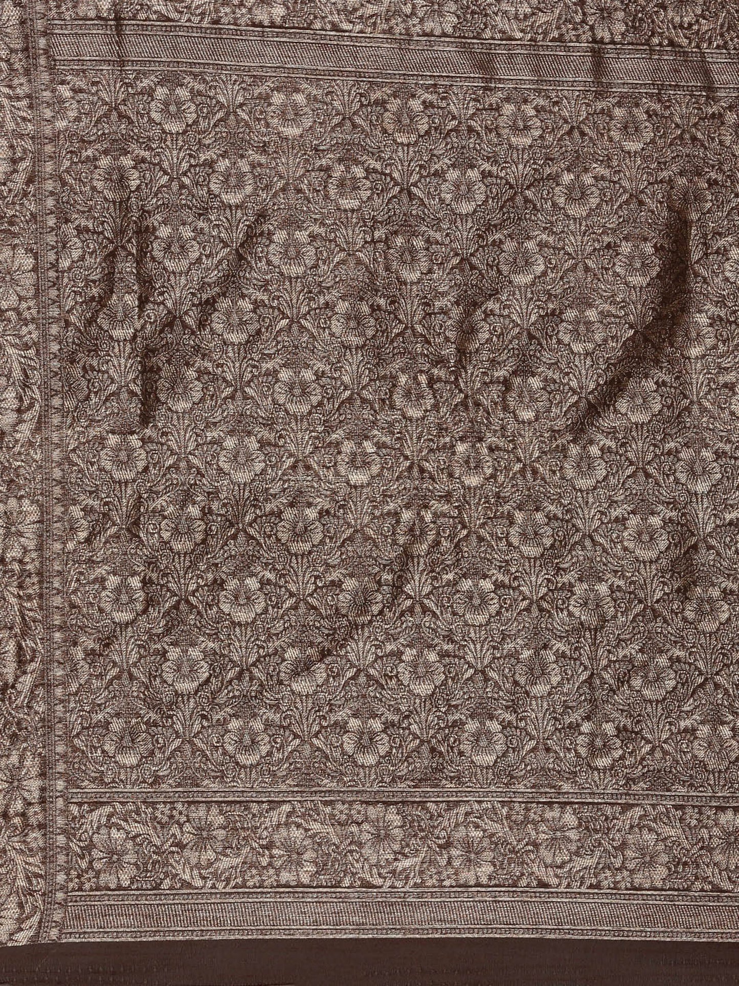 Women's Linen Brown Woven Design Woven saree With Blouse Piece