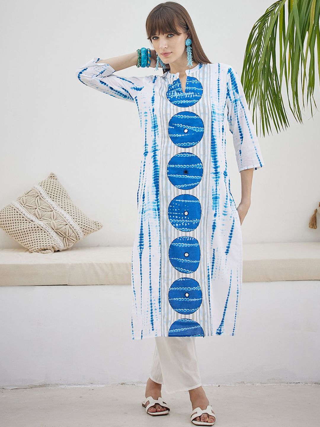 Tie And Dye Screen Technique Pure Cotton Kurta With Trousers & Dupatta