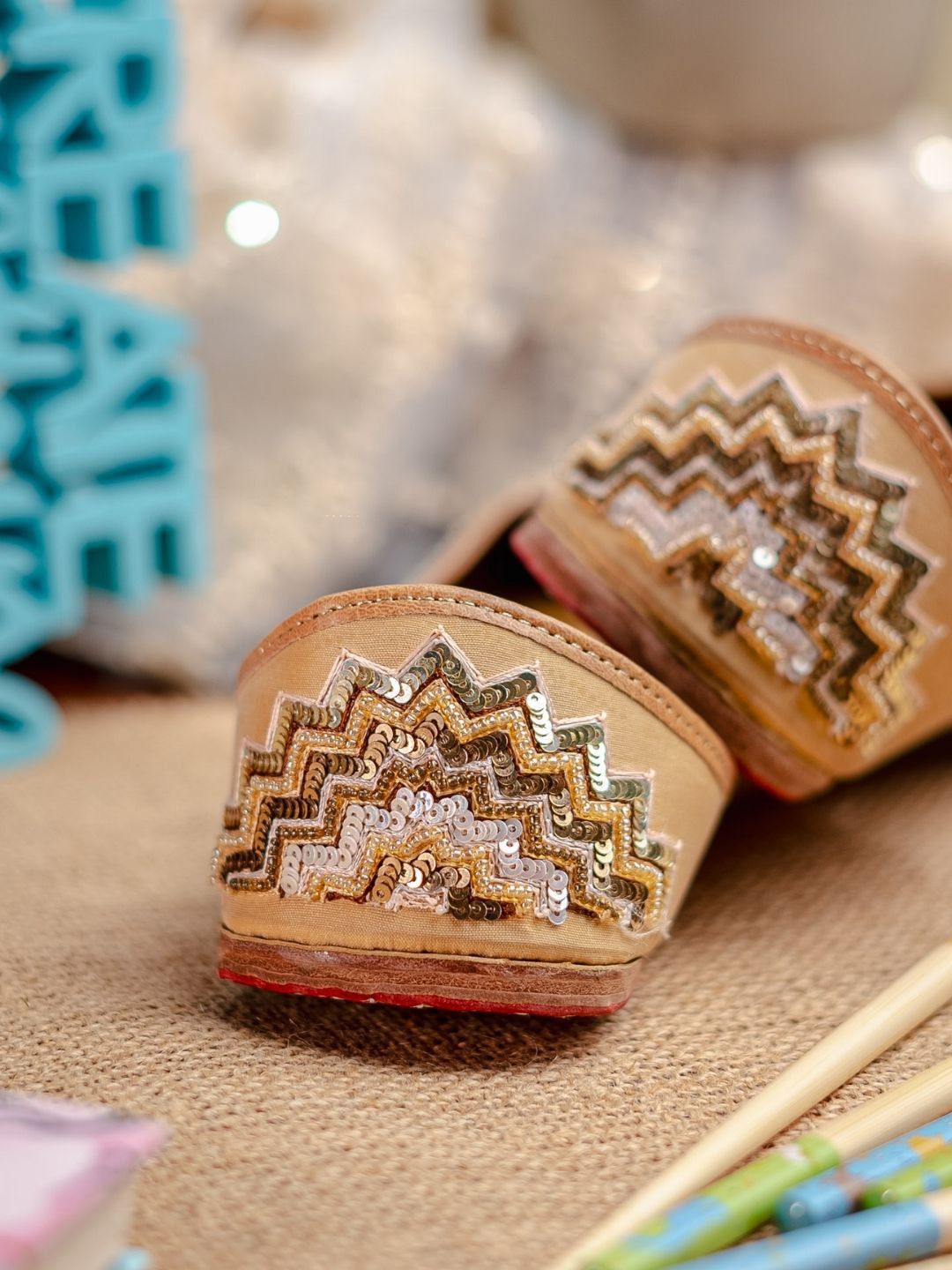 Dhiyona HOP Women Hand Embroidered Leather Mojaris