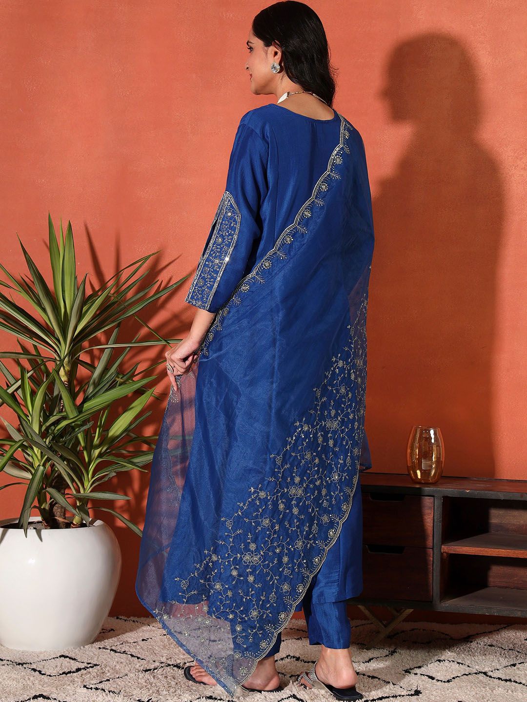 Dhiyona SN Women's Ethnic Motifs Embroidered Kurta with Trousers & Dupatta