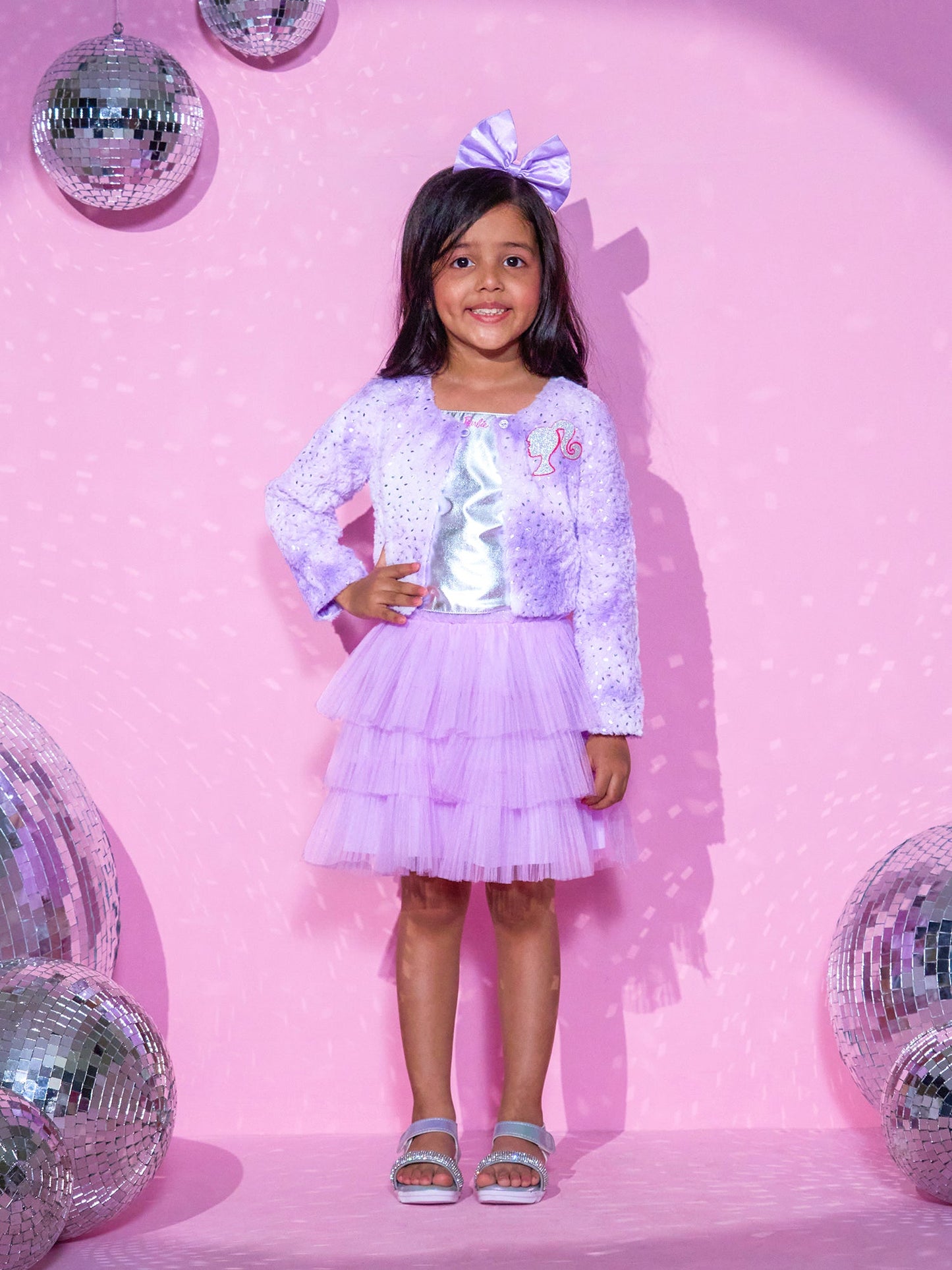 Girls Purple Shrug and Skirt with Bustier Barbie Girls Co-ordinate set
