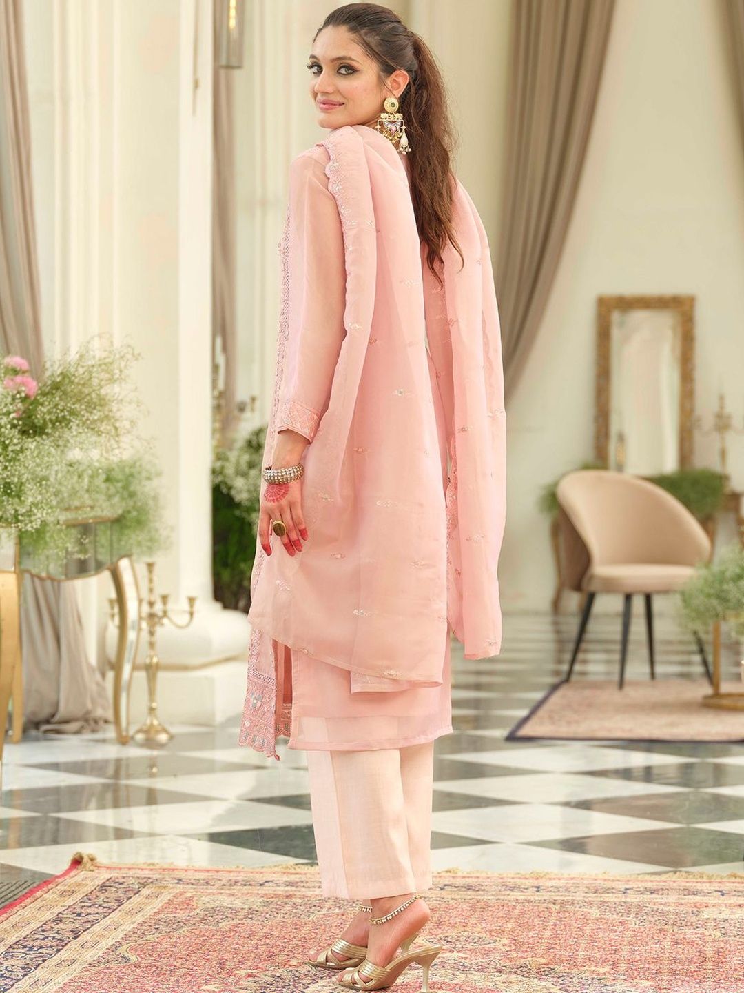 Women Ethnic Motifs Embroidered Kurta with Trousers & Dupatta