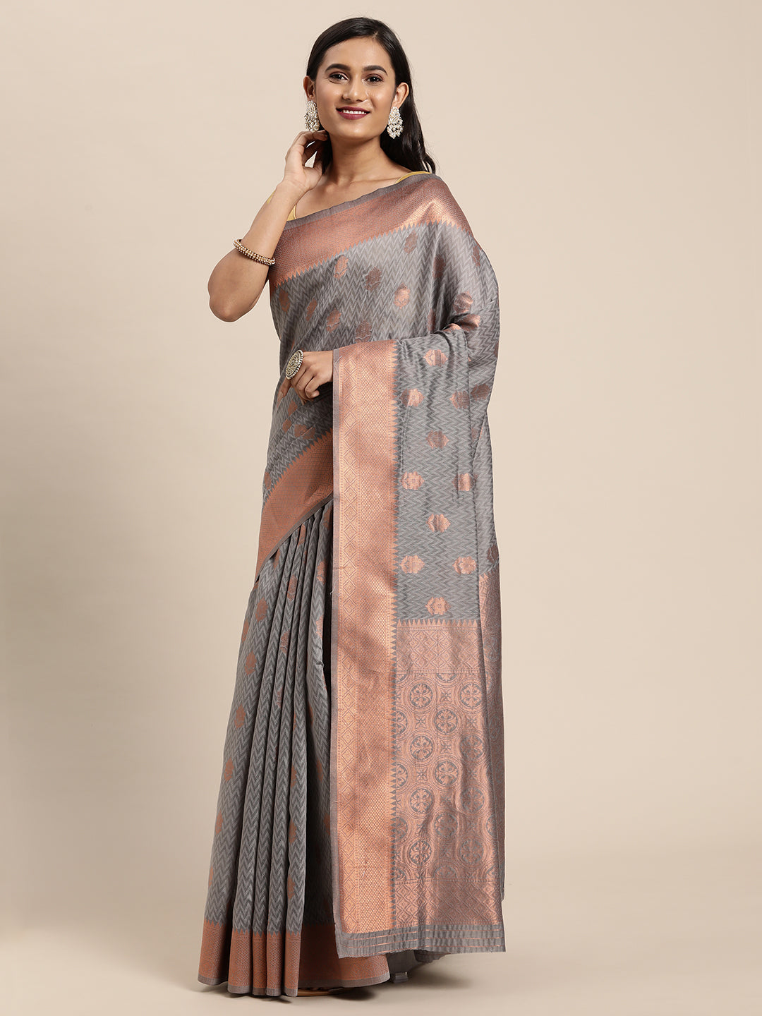 Dhiyona GR Women's Meera Grey Silk Blend Saree