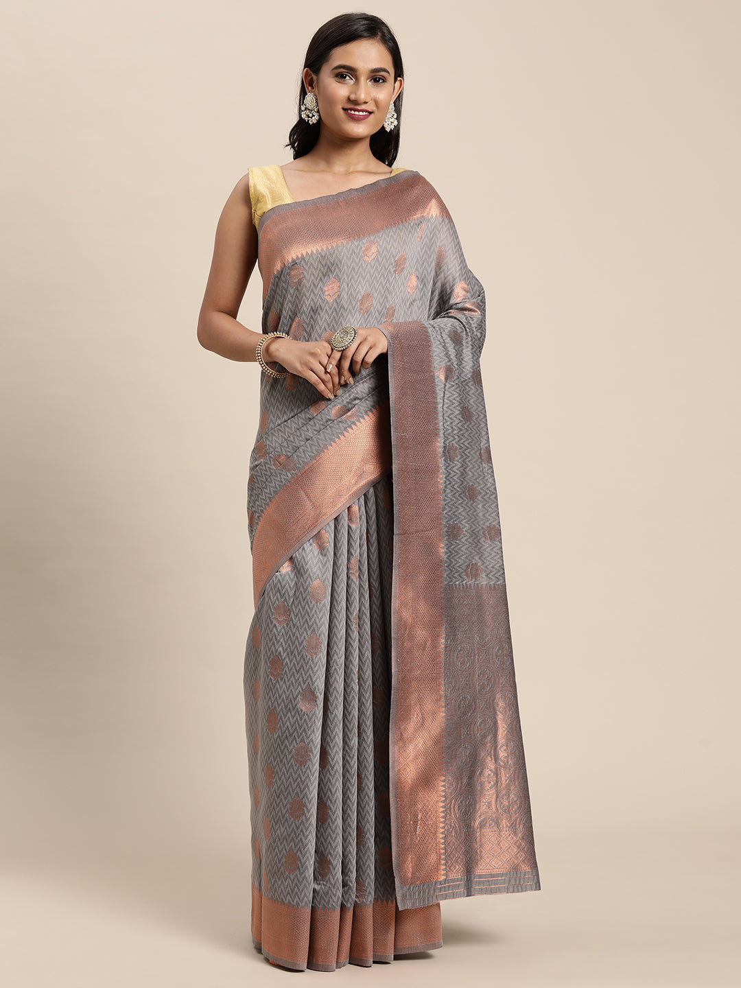 Dhiyona GR Women's Meera Grey Silk Blend Saree