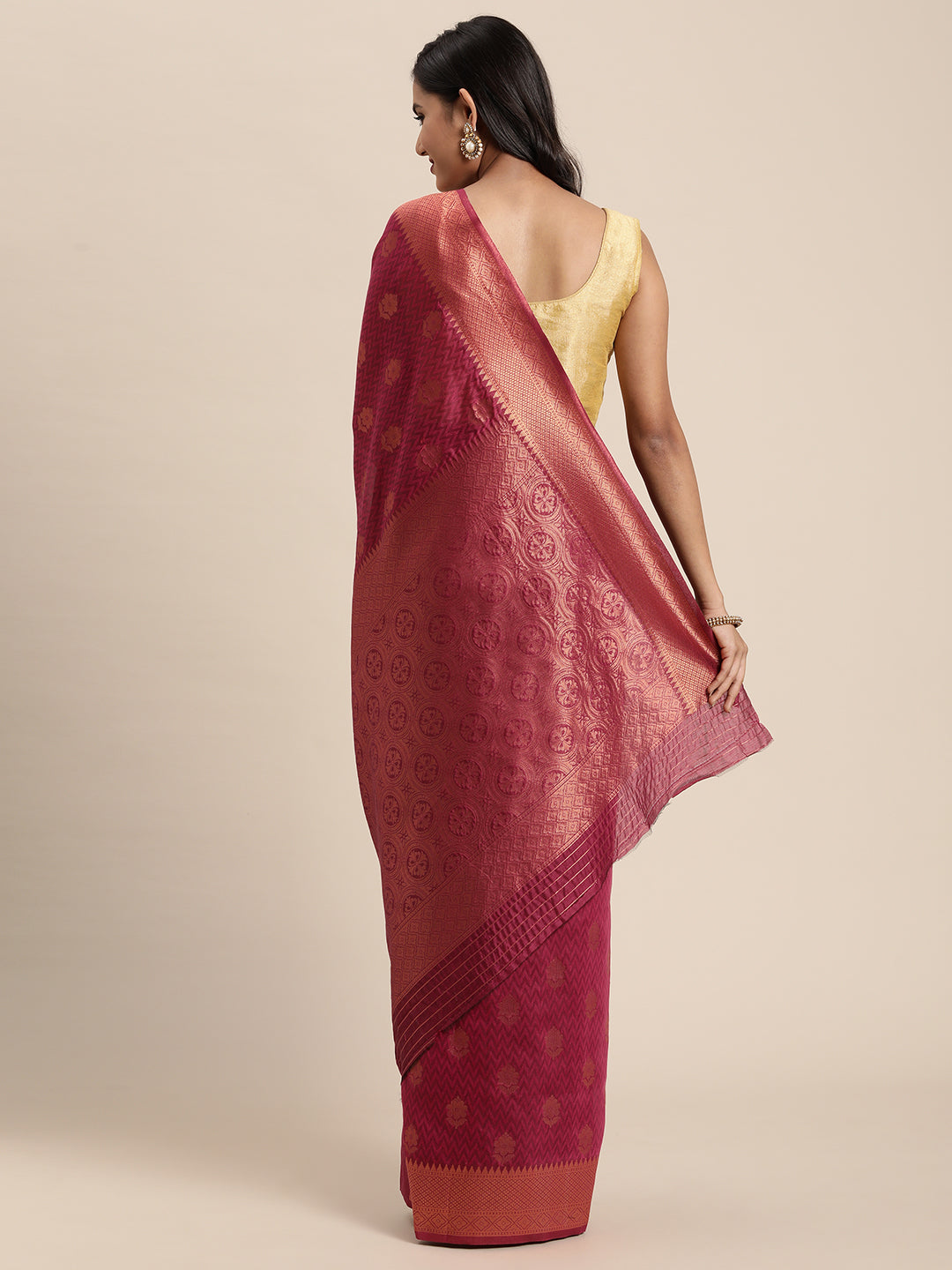 Dhiyona GR Women's Meera Magenta Pink Silk Blend Saree