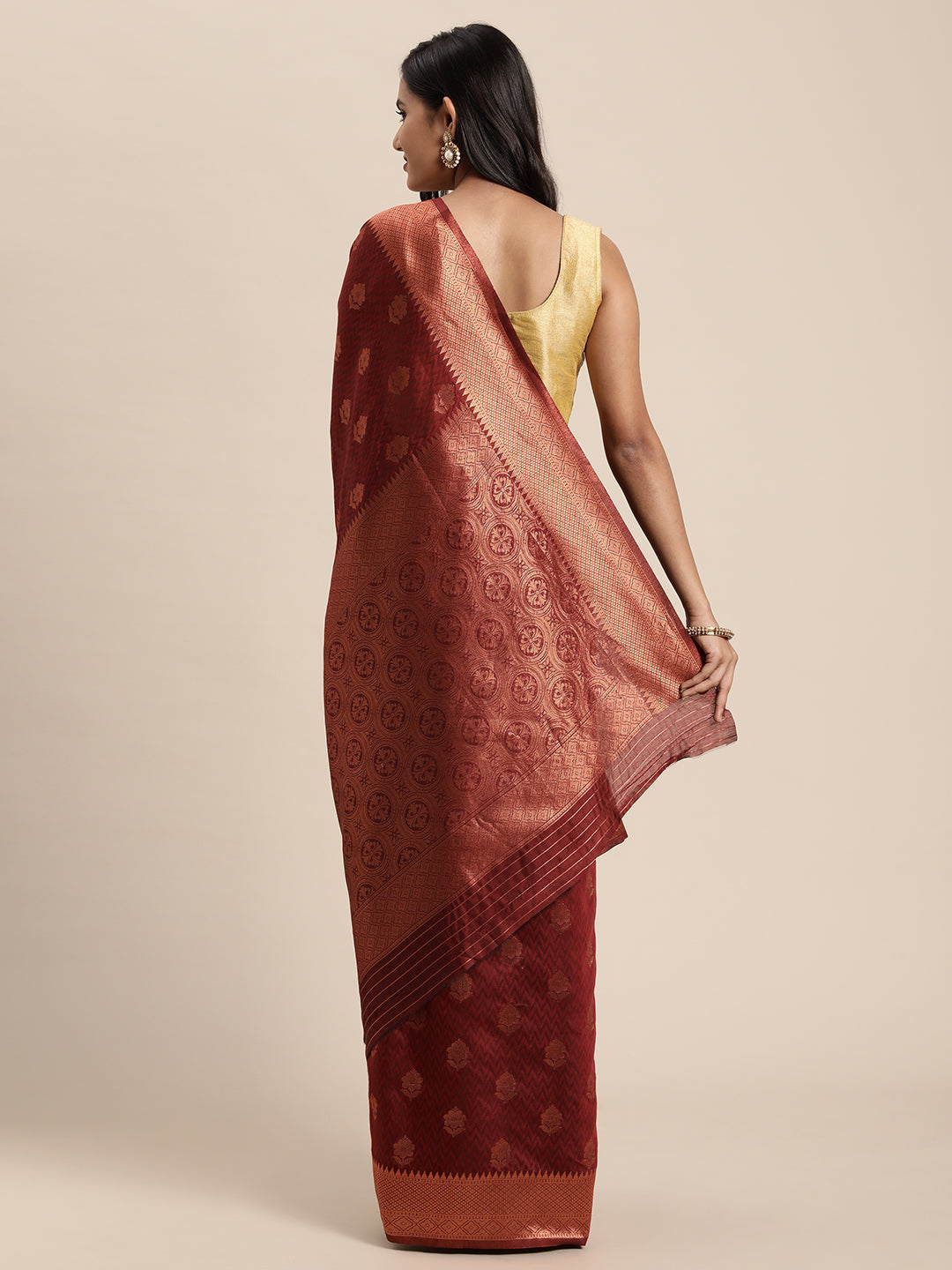 Dhiyona GR Women's Meera Maroon Silk Blend Saree