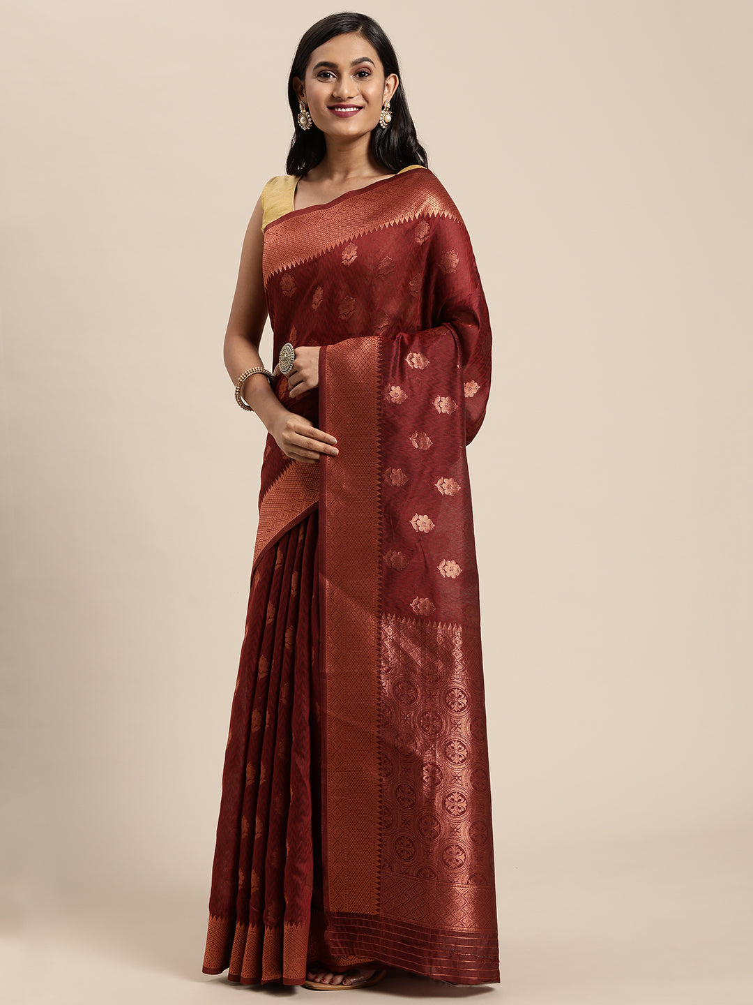 Dhiyona GR Women's Meera Maroon Silk Blend Saree
