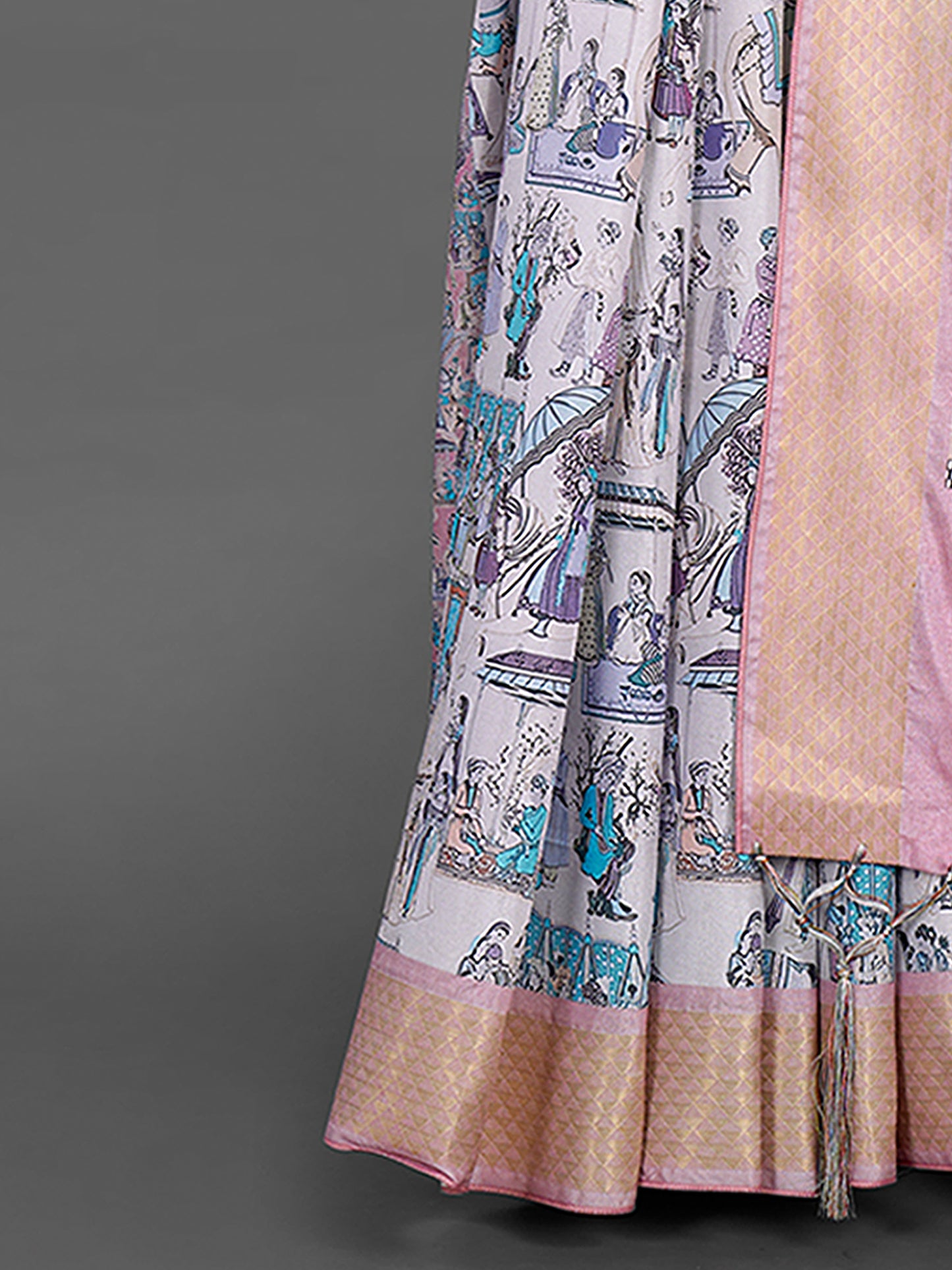 Women's Manipuri Silk Off White Printed Designer Saree With Blouse Piece