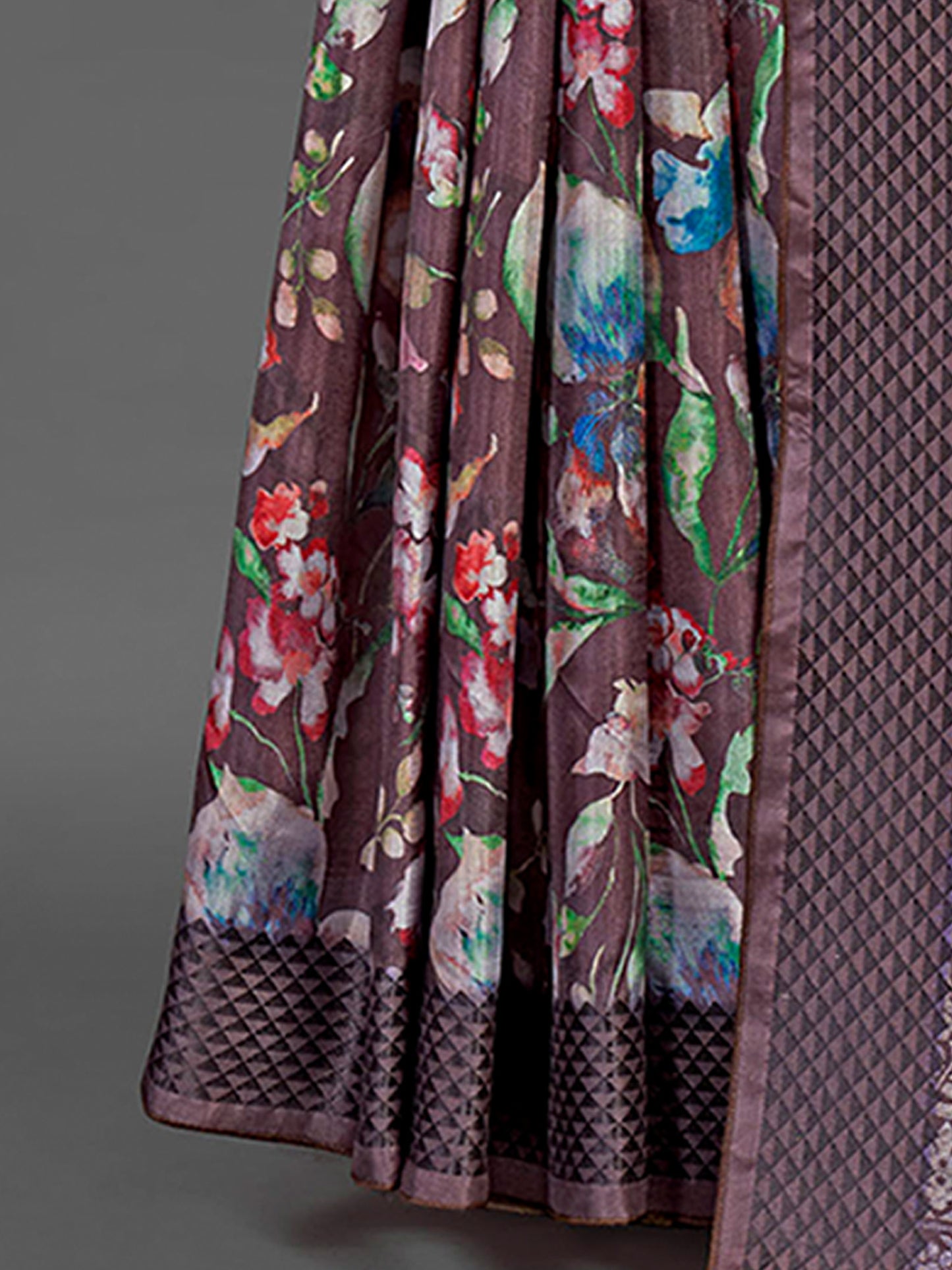 Women's Manipuri Silk Brown Printed Designer Saree With Blouse Piece