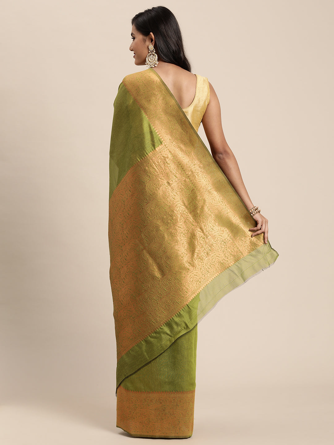 Dhiyona GR Women's Monalisa Grass Green Silk Blend Saree