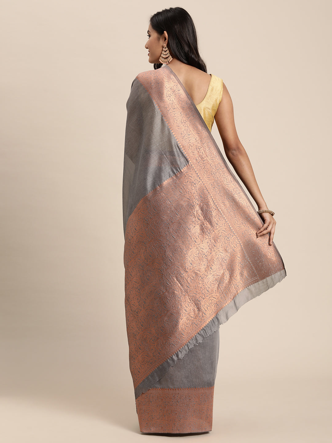 Dhiyona GR Women's Monalisa Mouse Grey Silk Blend Saree