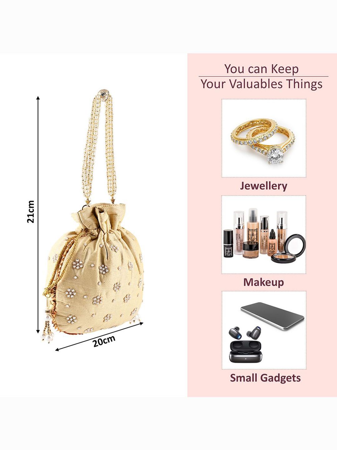 Dhiyona NR Set Of 2 Embroidered Potli Clutches