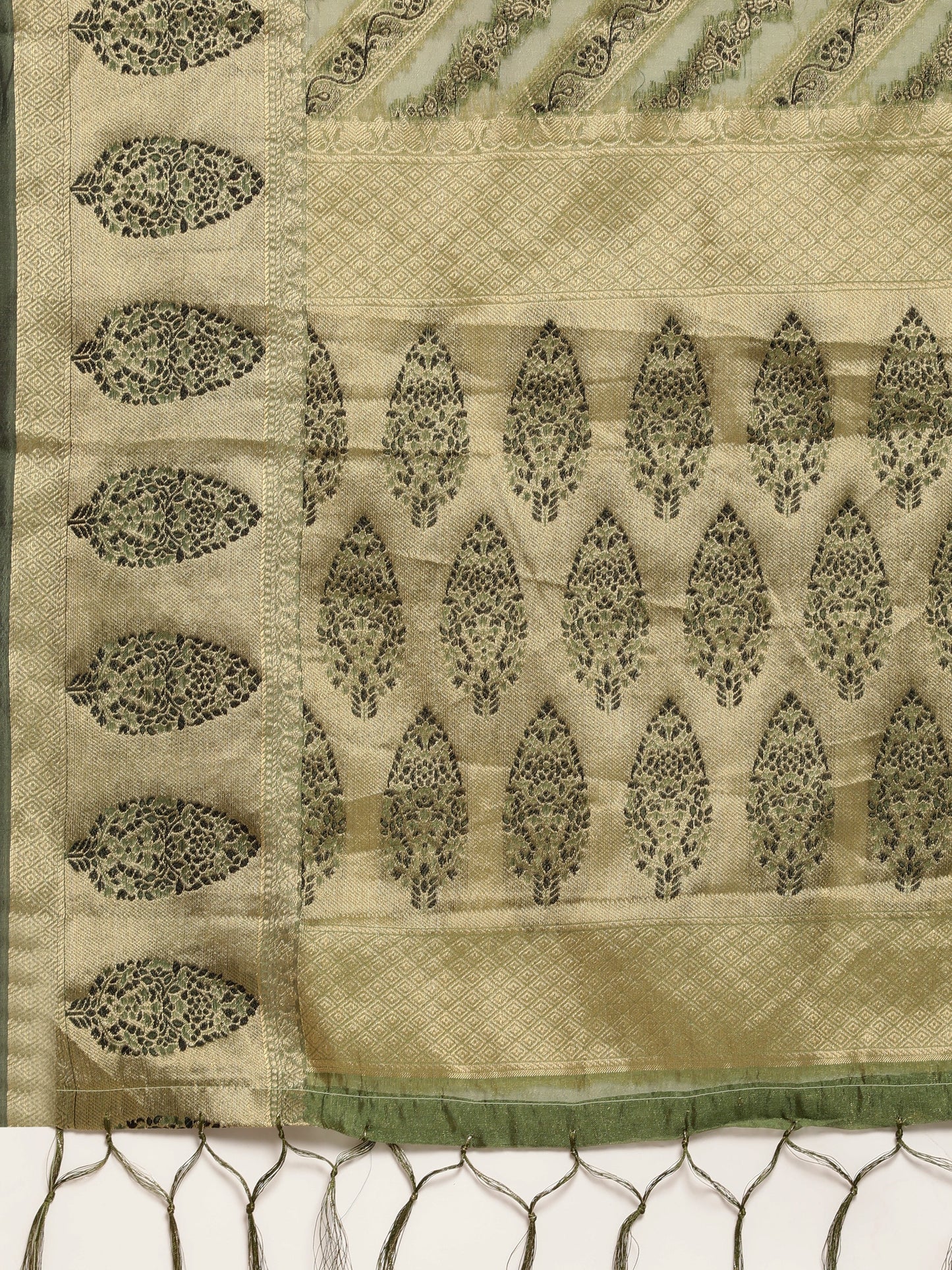 Dhiyona GR Women's Natasha Olive Green Organza Saree