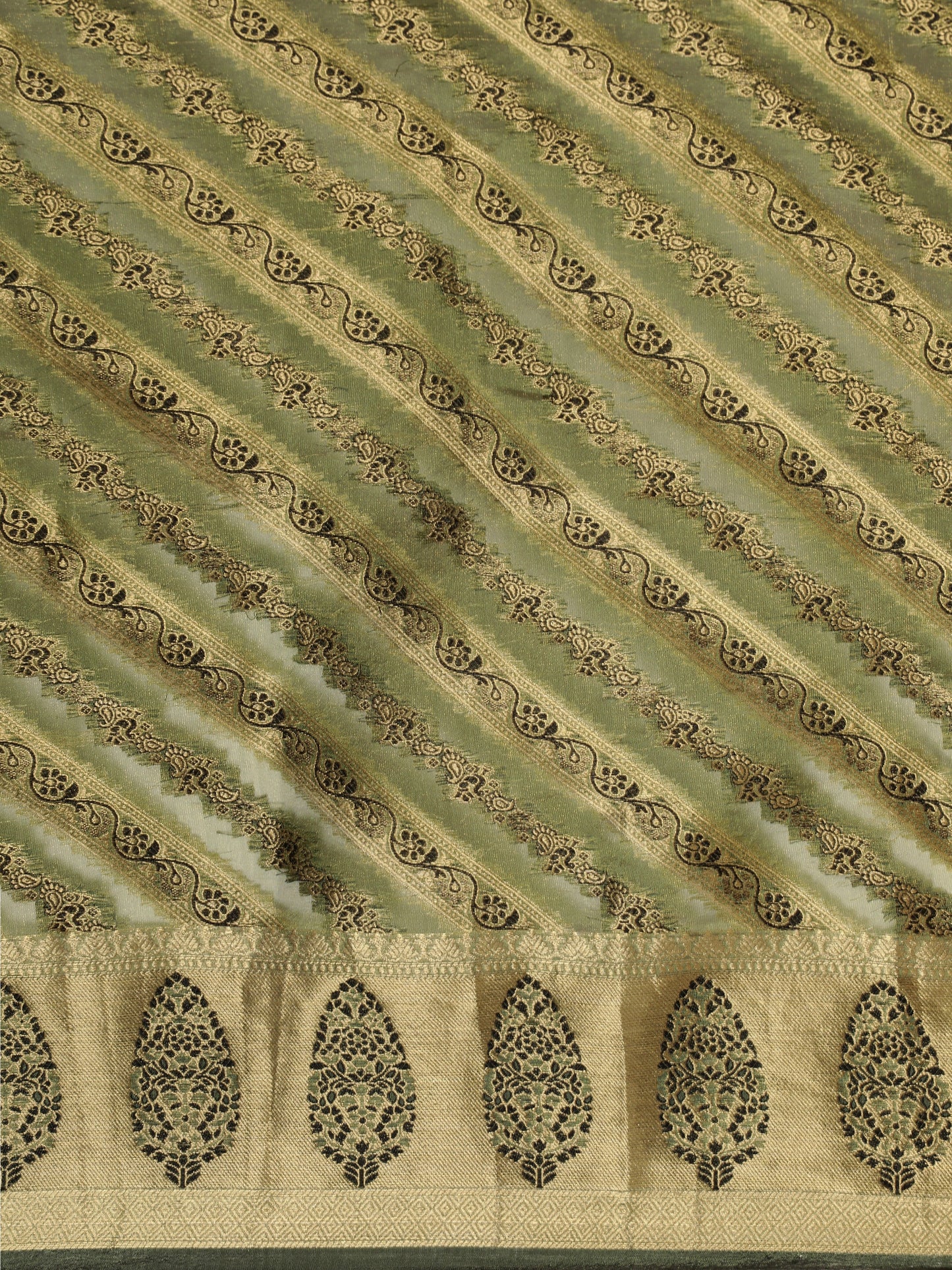 Dhiyona GR Women's Natasha Olive Green Organza Saree