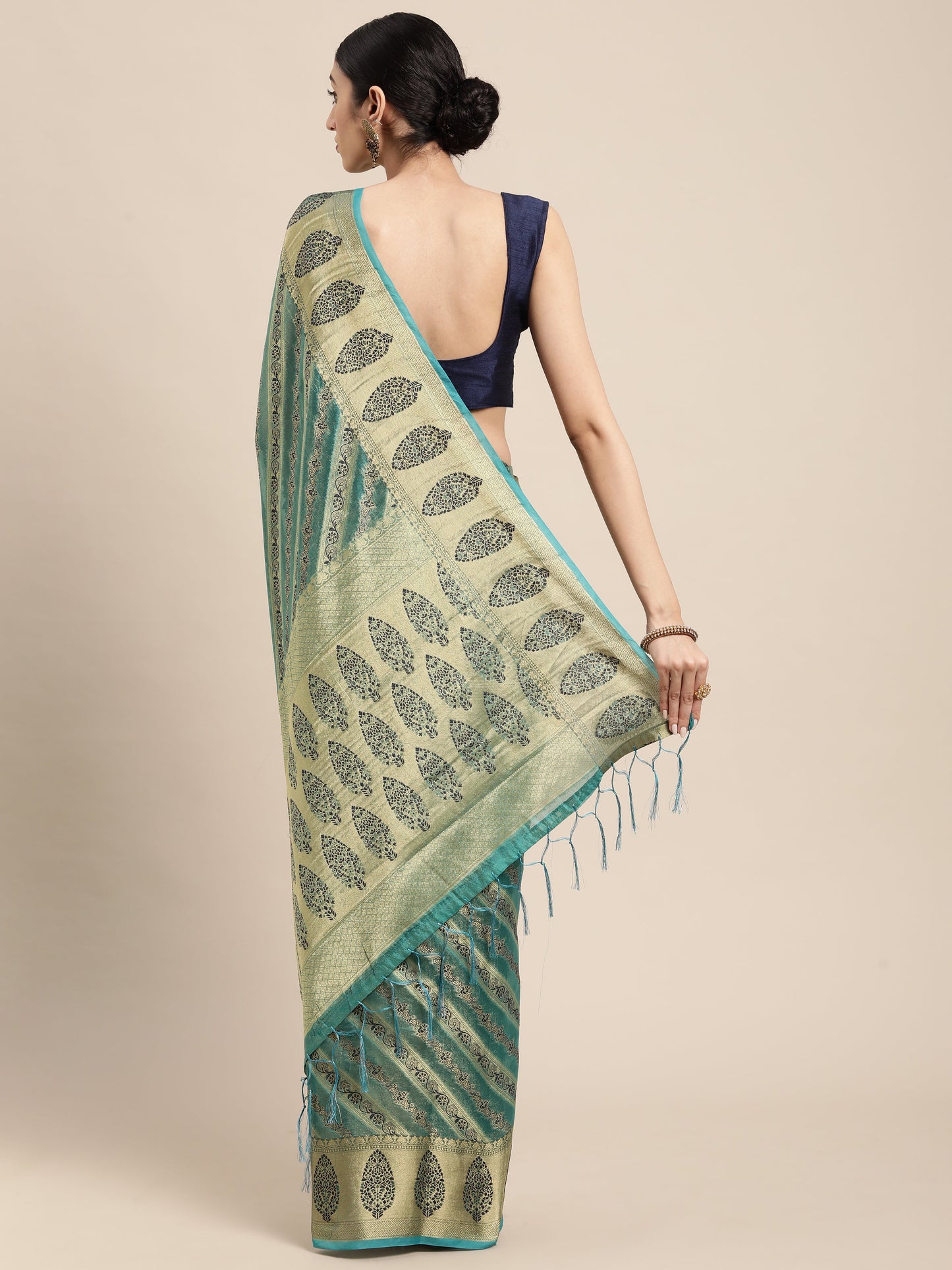 Dhiyona GR Women's Natasha Tiffany Blue Organza Saree