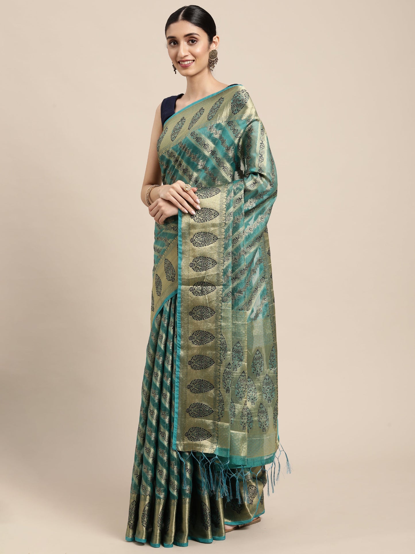 Dhiyona GR Women's Natasha Tiffany Blue Organza Saree